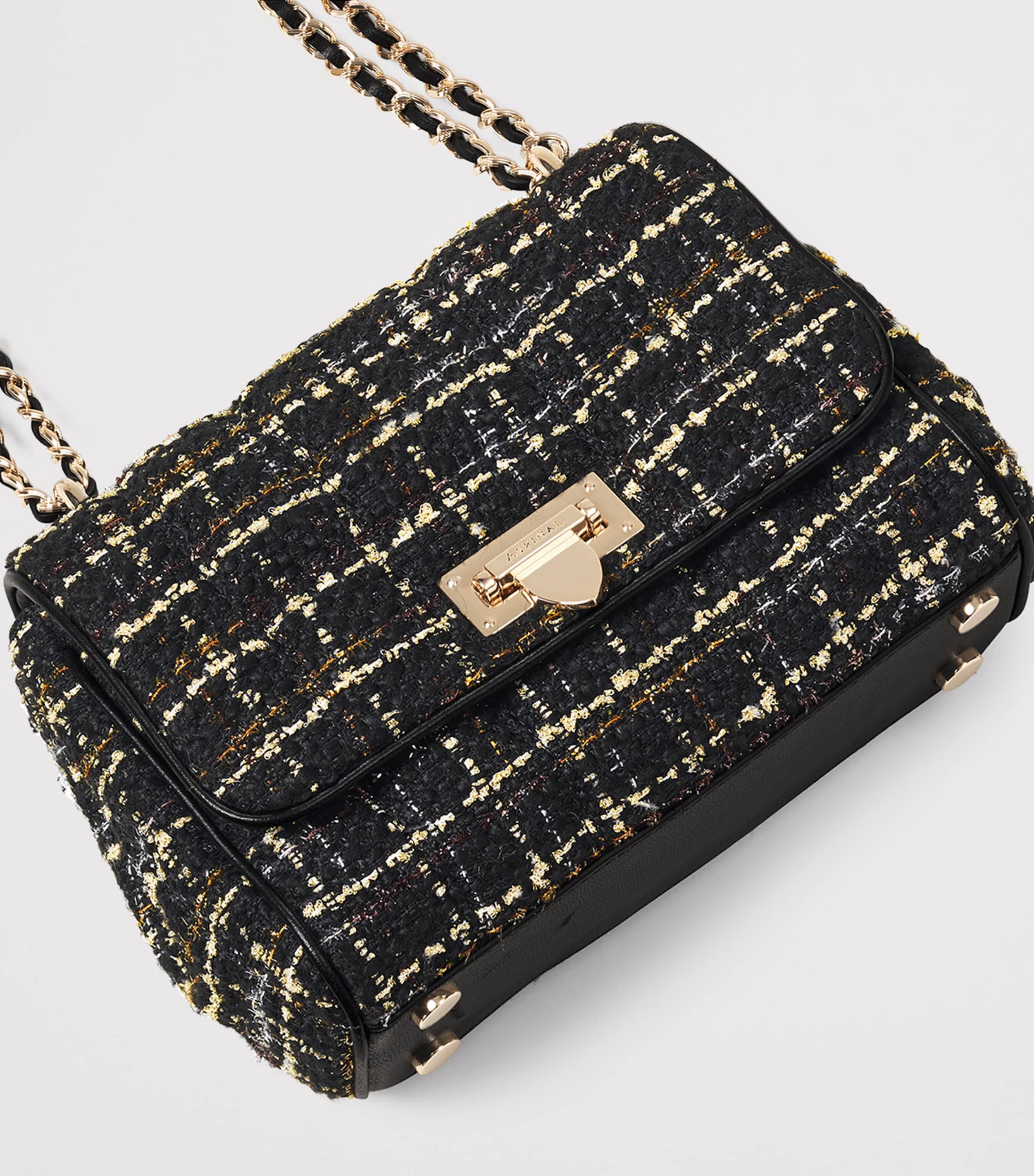 Small Tweed Lottie Cross-Body Bag BLACK Image 4