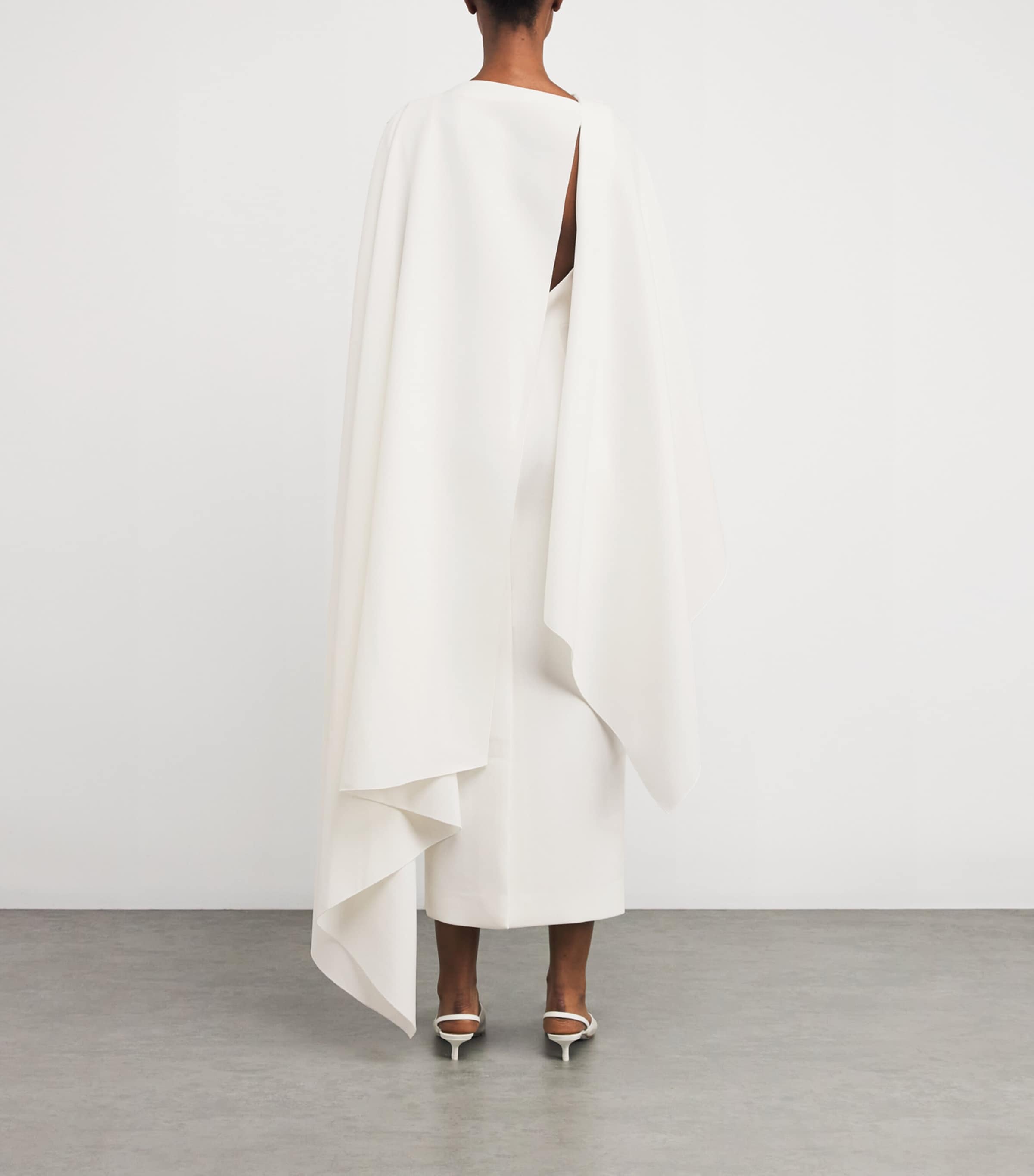 Cape-Overlay Demetria Maxi Dress IVORY Image 3