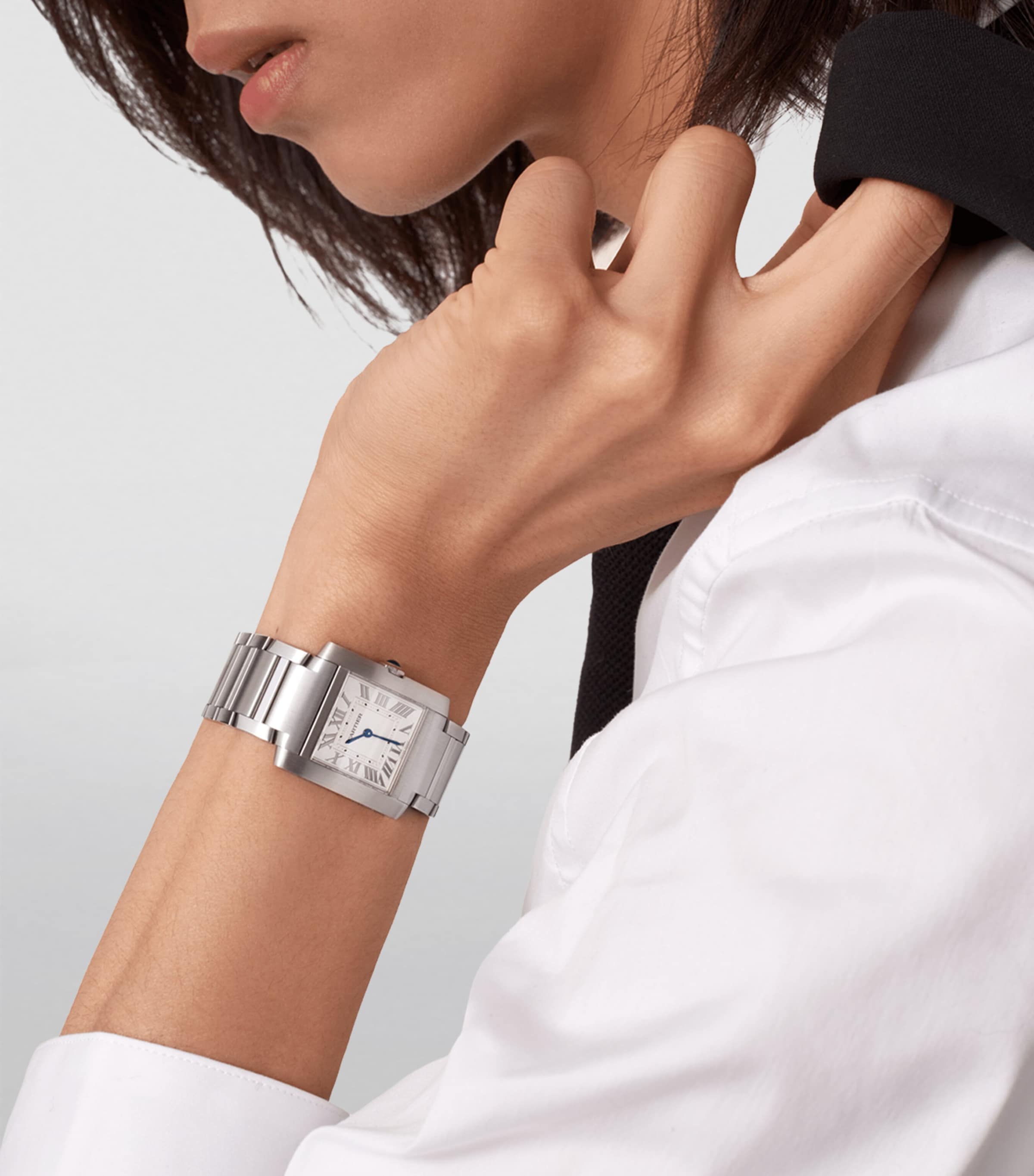 Medium Stainless Steel Tank Française Watch 27mm SILVER Image 10