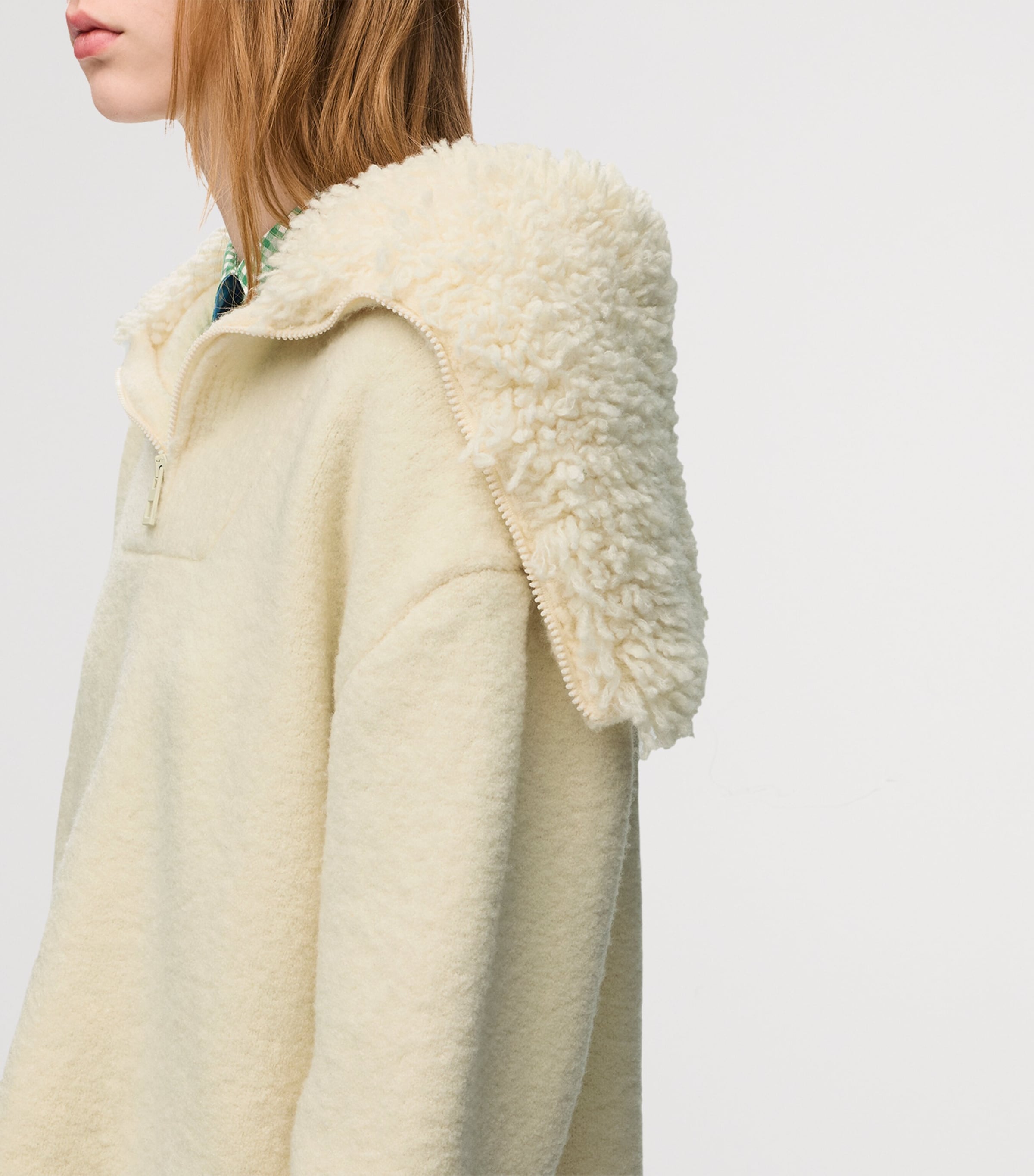 LOEWE Womens Wool-Blend Zip-Up Sweater Ecru Image 5