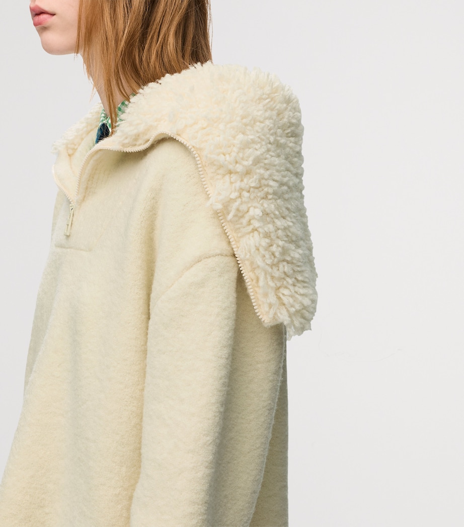 LOEWE Womens Wool-Blend Zip-Up Sweater Ecru Image 5