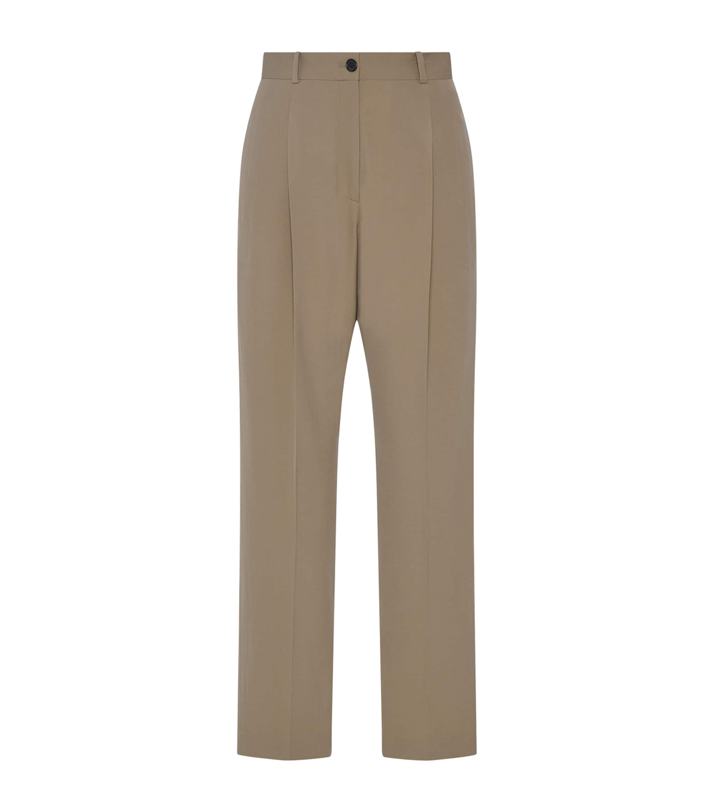 The Row Womens Gianni Wool Trousers Army Beige Image 1