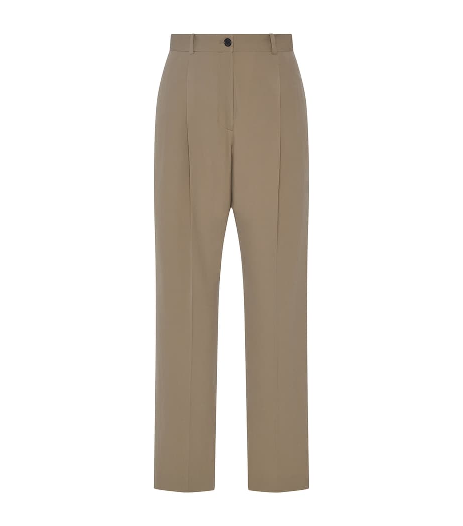 The Row Womens Gianni Wool Trousers Army Beige Image 1
