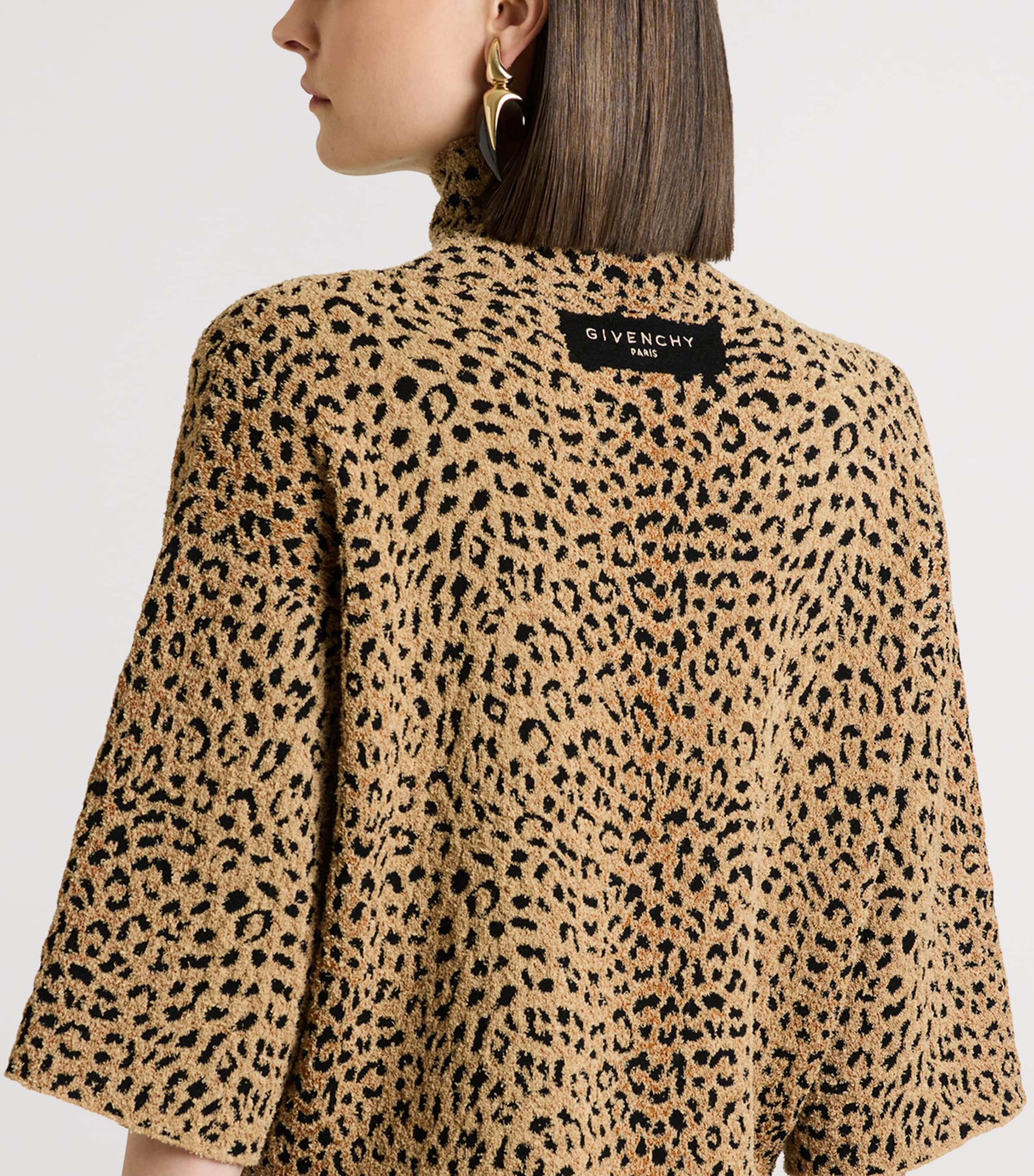 Givenchy Womens Bouclé Leopard High-Neck Top Image 5
