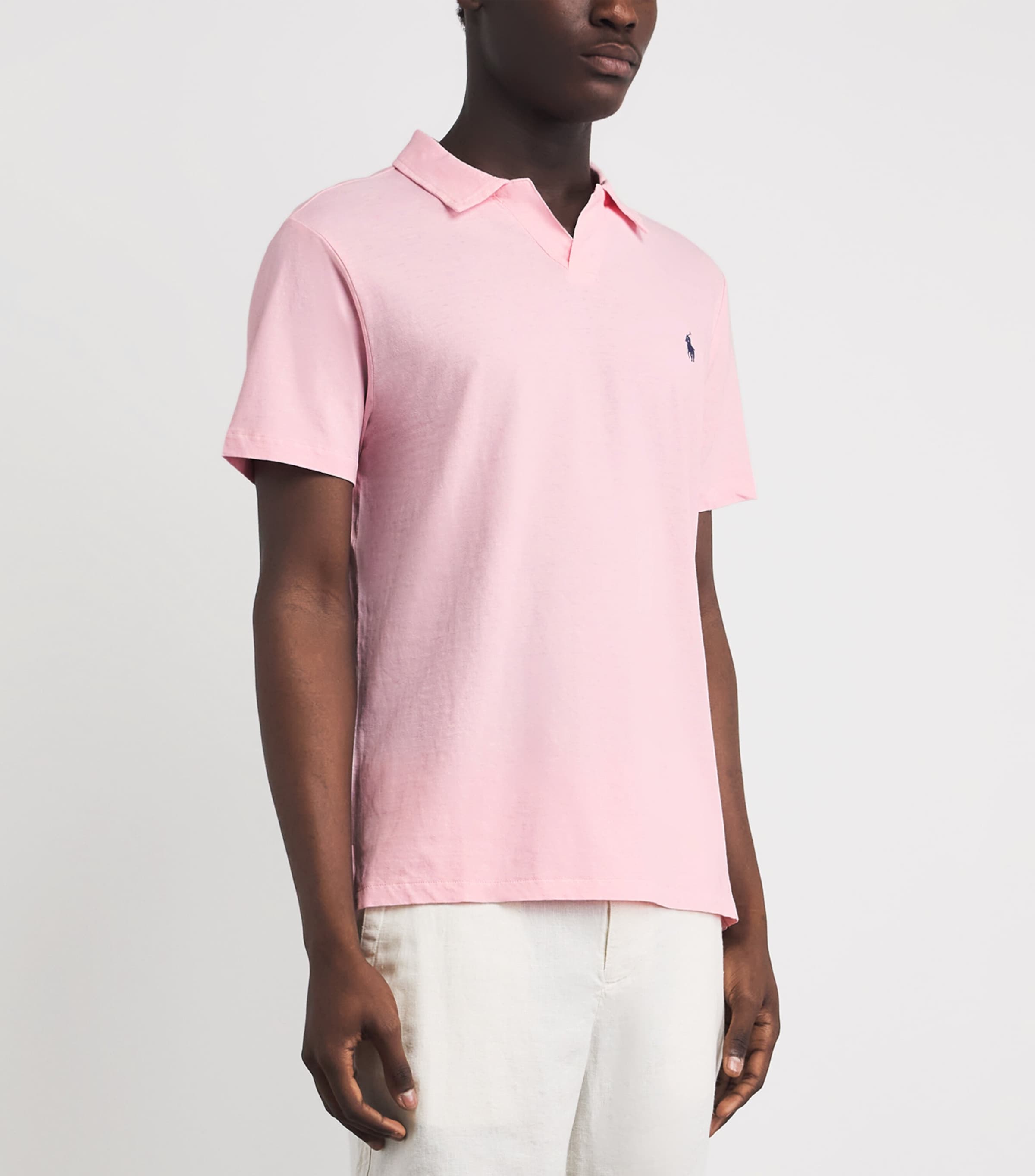 Polo Ralph Lauren Mens Cotton-Linen Open-Collar Polo Shirt Garden Pink Image 4