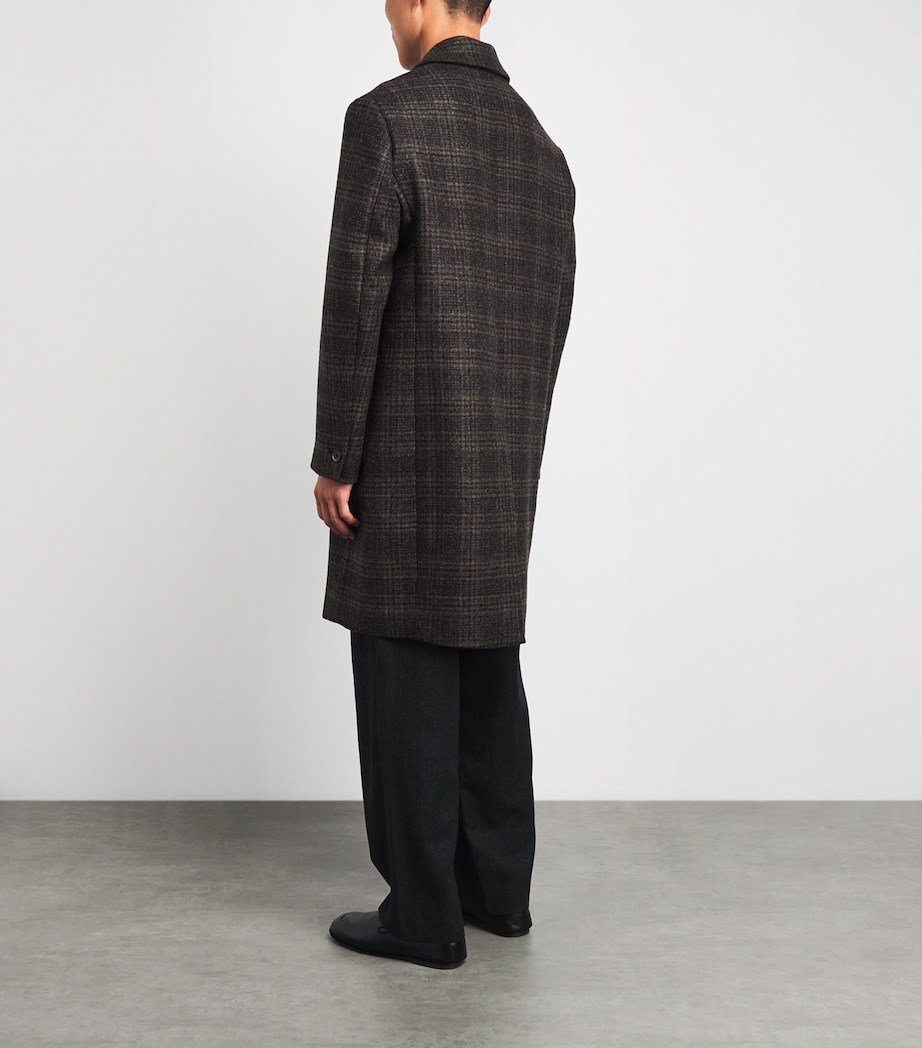 Barena Mens Wool Check Baron Overcoat Uni Unico Image 5