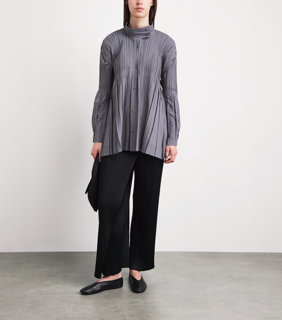 Pleats Please Issey Miyake Womens Pleated Float Coat Grey Image 2