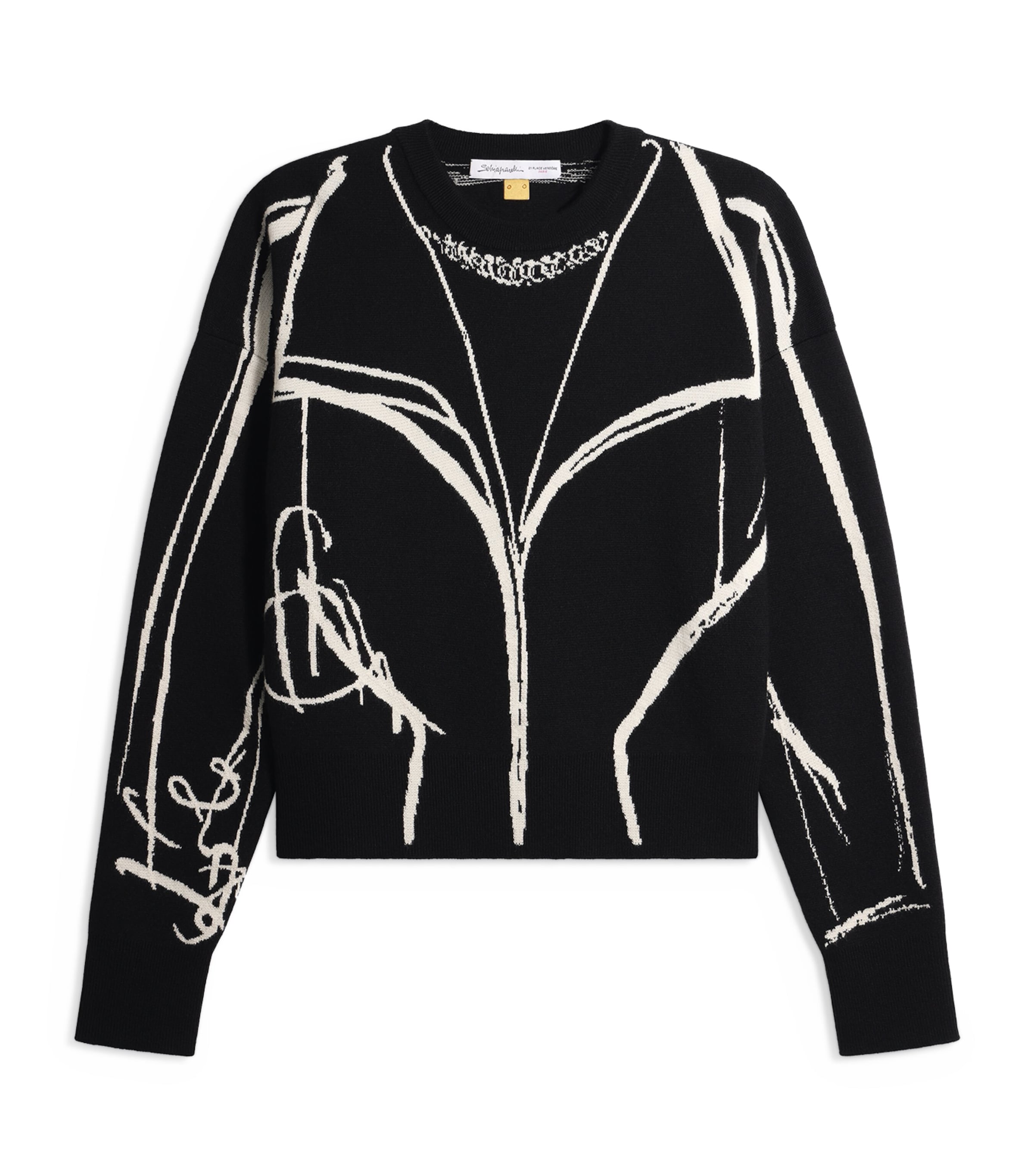 Schiaparelli Womens Cashmere-Wool-Silk Trompe L’Oeil Sweater Black Image 1