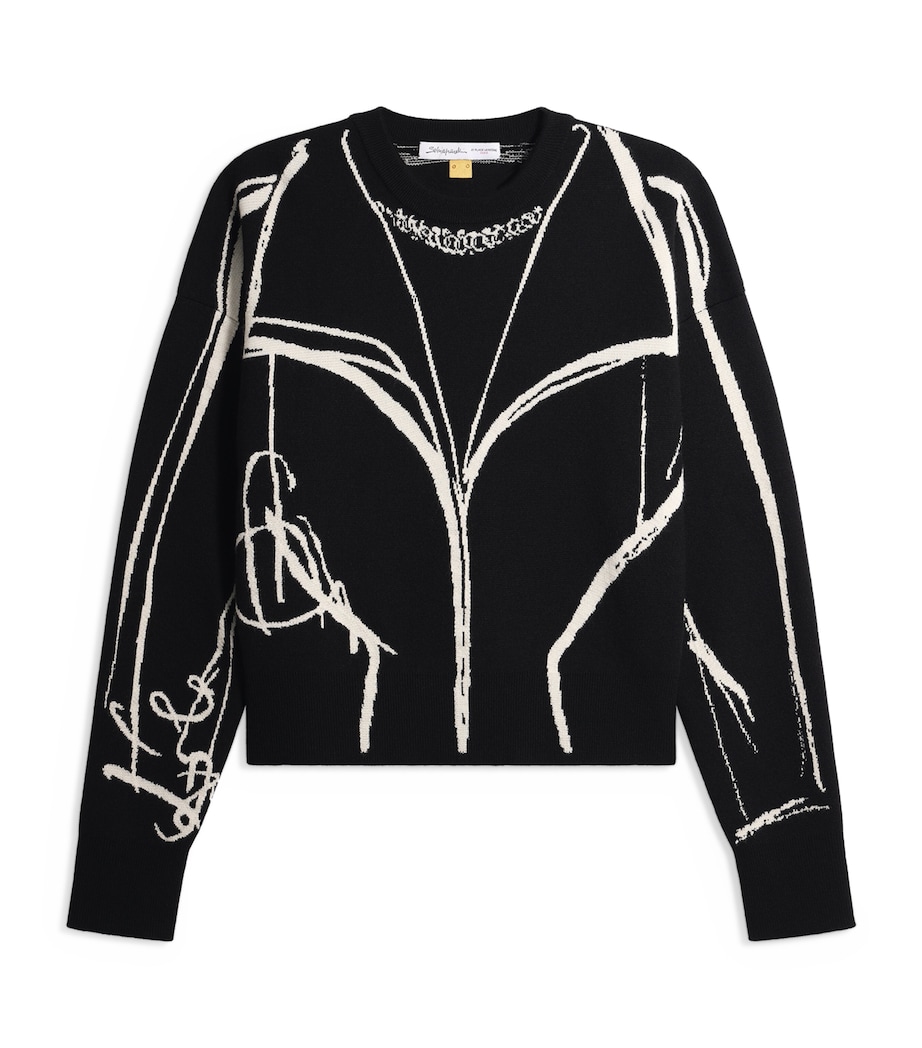 Schiaparelli Womens Cashmere-Wool-Silk Trompe L’Oeil Sweater Black Image 1