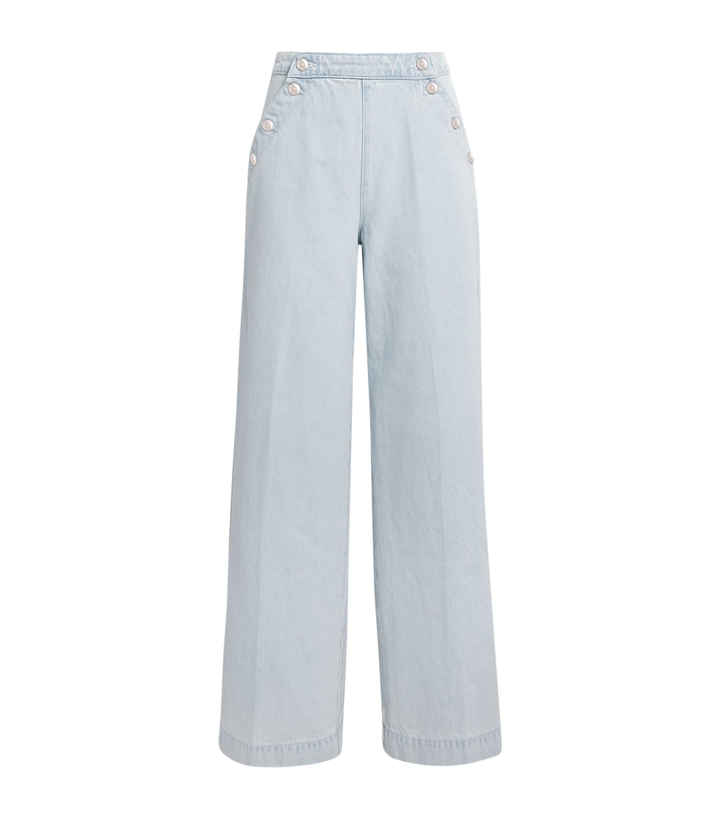 Claudie Pierlot Womens Sailor Wide-Leg Jeans Light Blue Denim Image 1