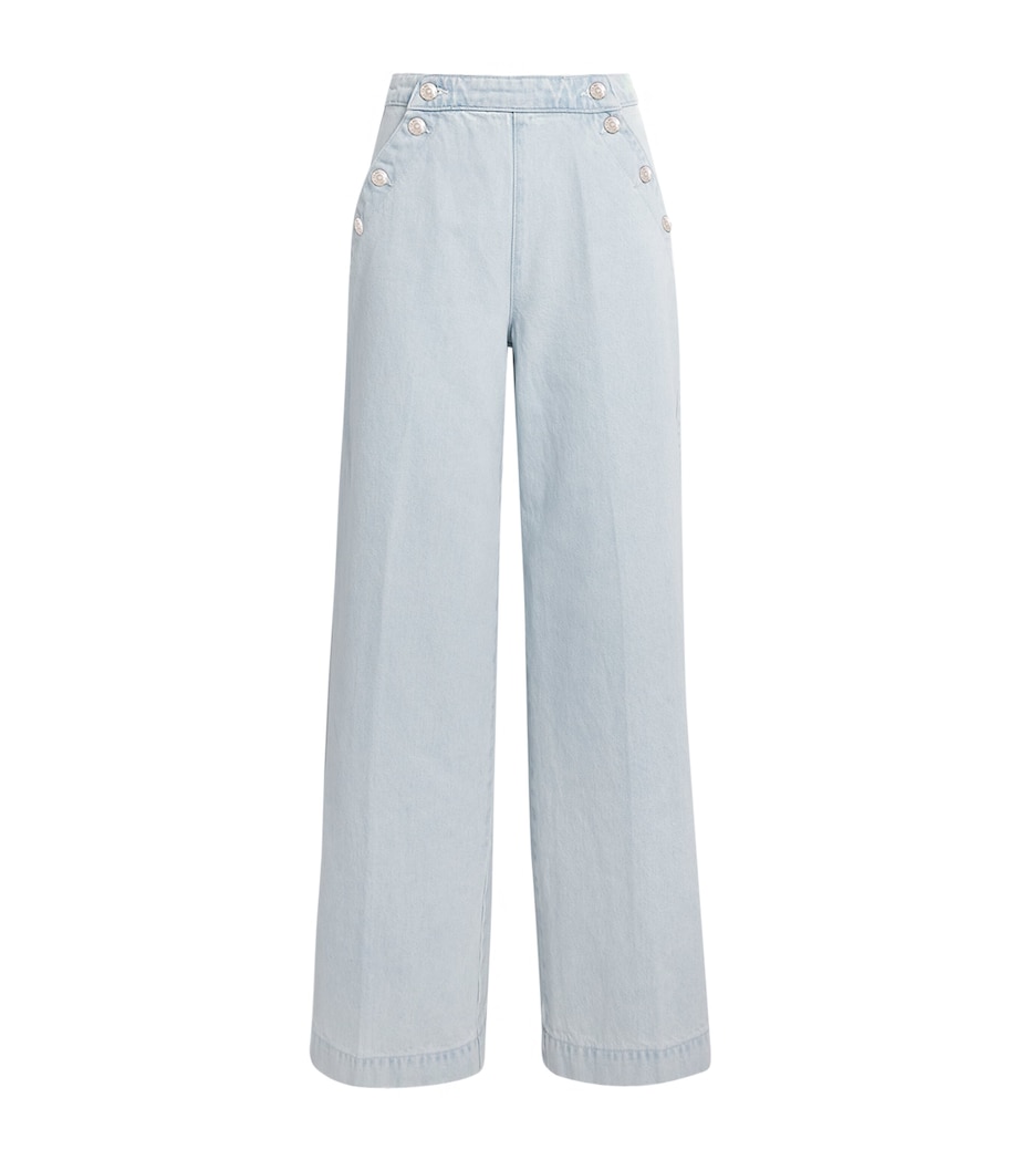 Claudie Pierlot Womens Sailor Wide-Leg Jeans Light Blue Denim Image 1