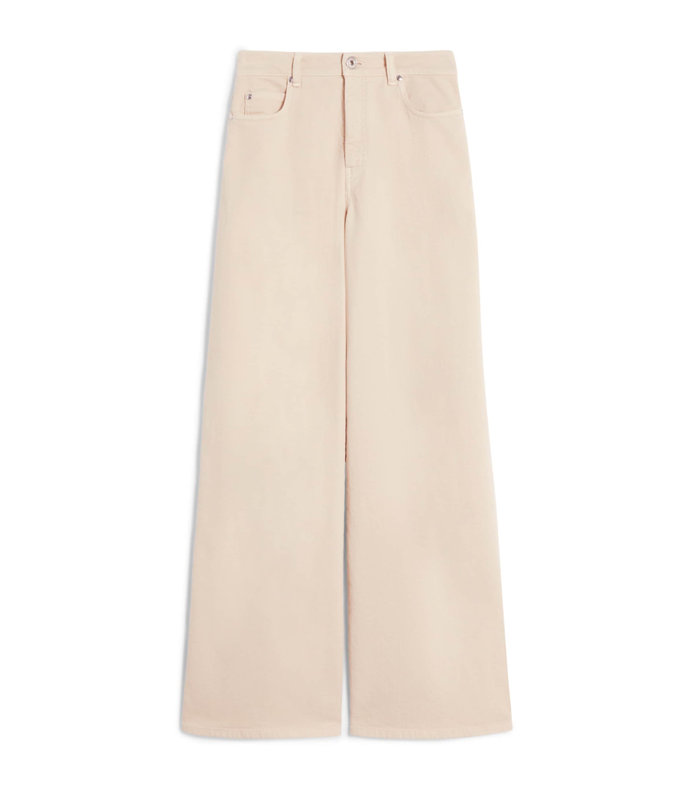 Weekend Max Mara Womens Stretch-Cotton Mid-Rise Wide-Leg Jeans Sand Image 1