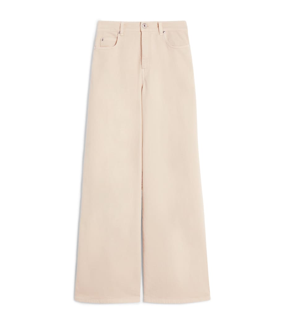 Weekend Max Mara Womens Stretch-Cotton Mid-Rise Wide-Leg Jeans Sand Image 1