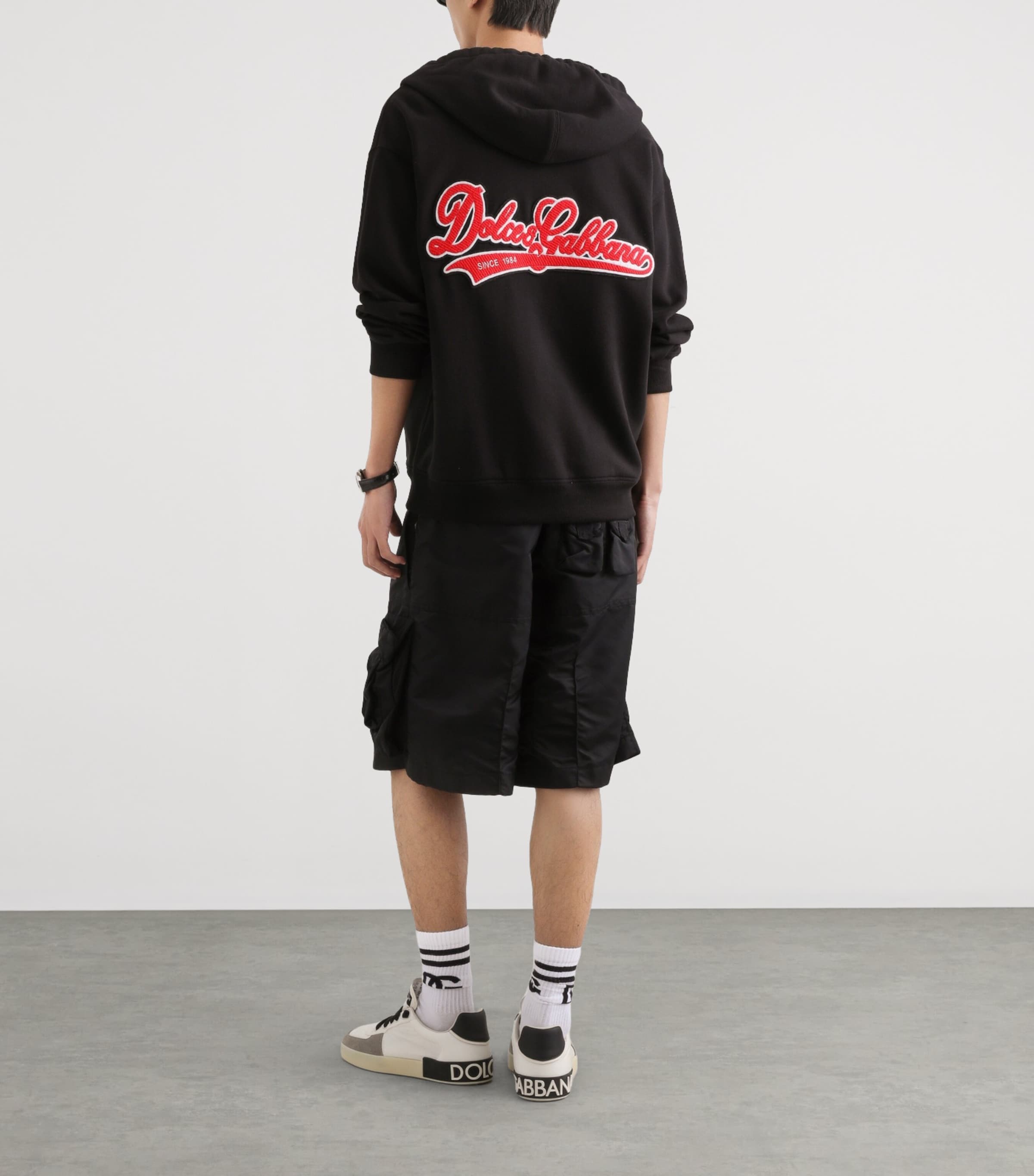 Dolce&Gabbana Mens Cotton Appliqué Hoodie Blac Image 3