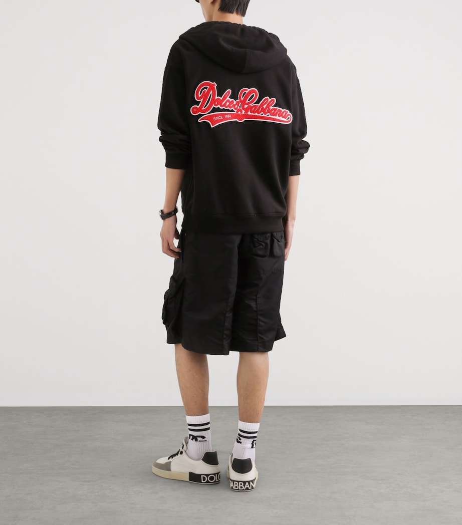 Dolce&Gabbana Mens Cotton Appliqué Hoodie Blac Image 3