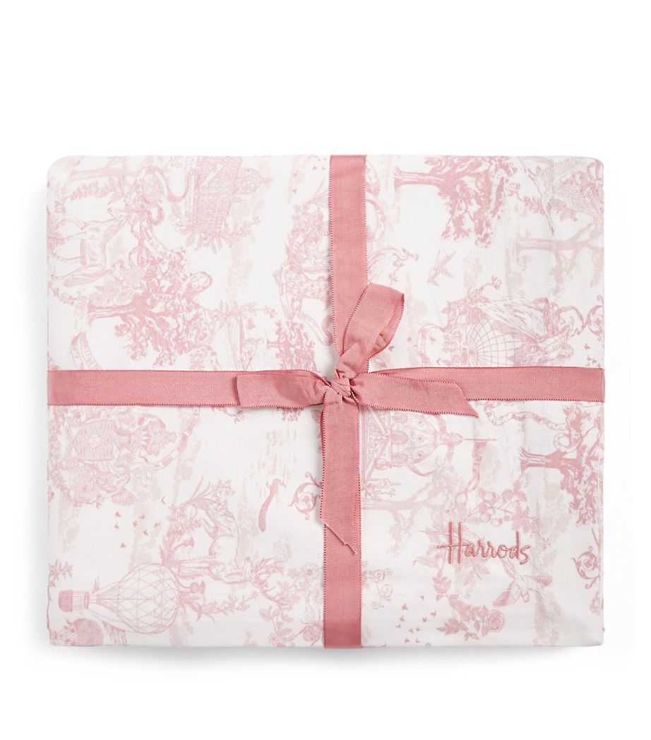 Cotton Embroidered Toile de Jouy Tablecloth (160cm x 240cm) PINK Image 1