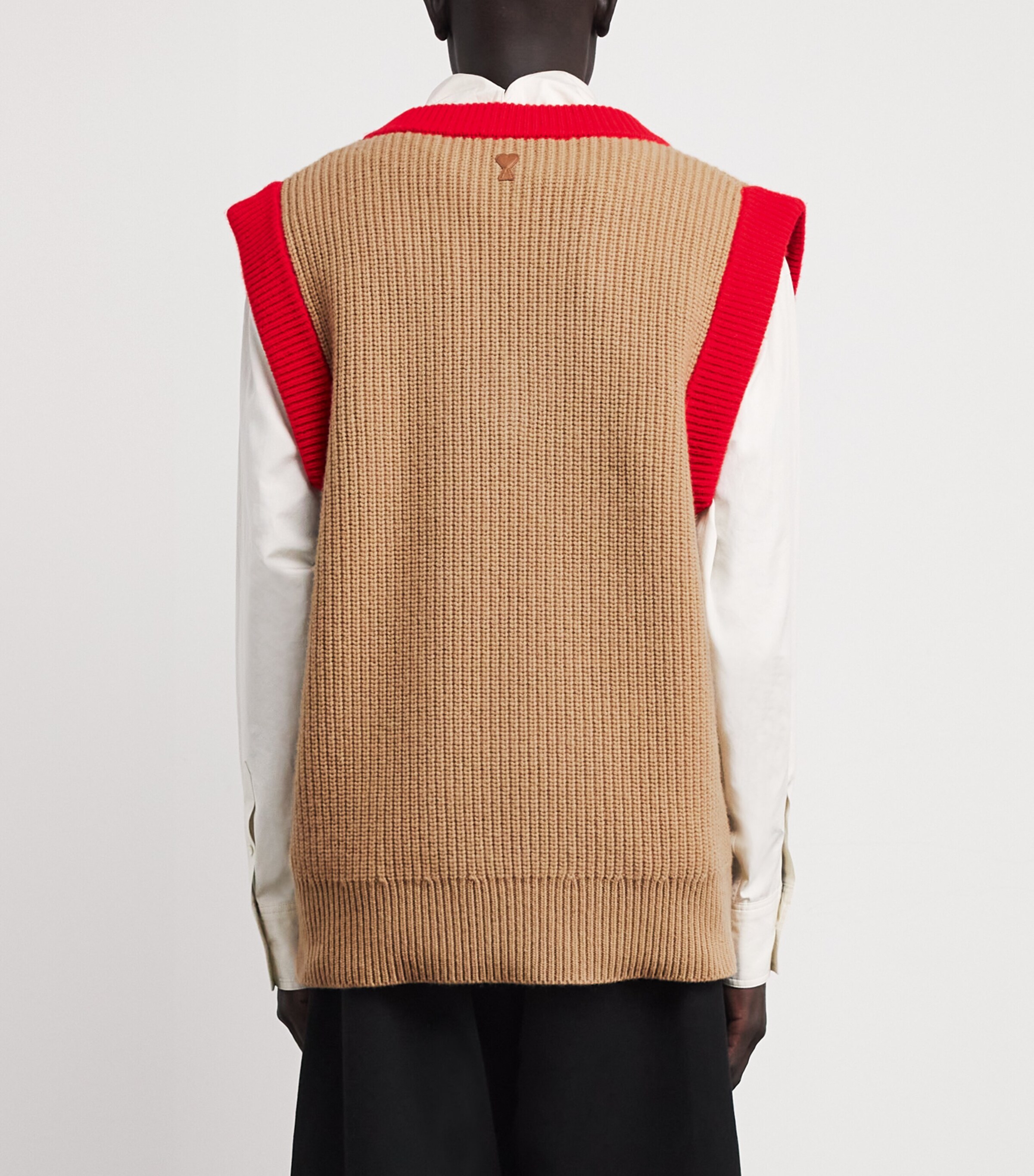 Wool Ami de Coeur Sweater Vest 2801 - CAMEL Image 4