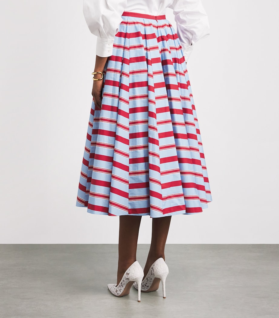Emilia Wickstead Womens Organic Cotton Stripe Rhea Midi Skirt Bayedere Stripe Image 5