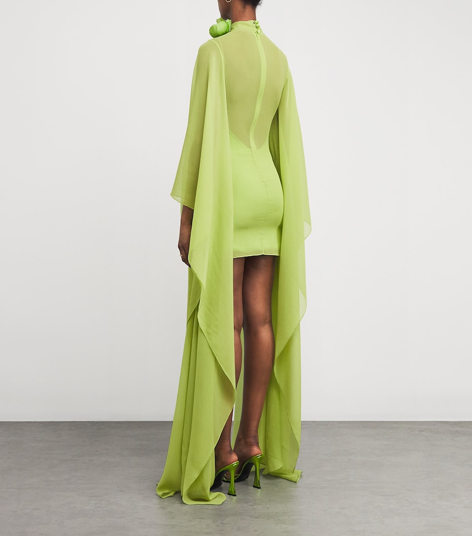 Silk Feather-Trim Lanzarote Garden Kaftan APPLE Image 3