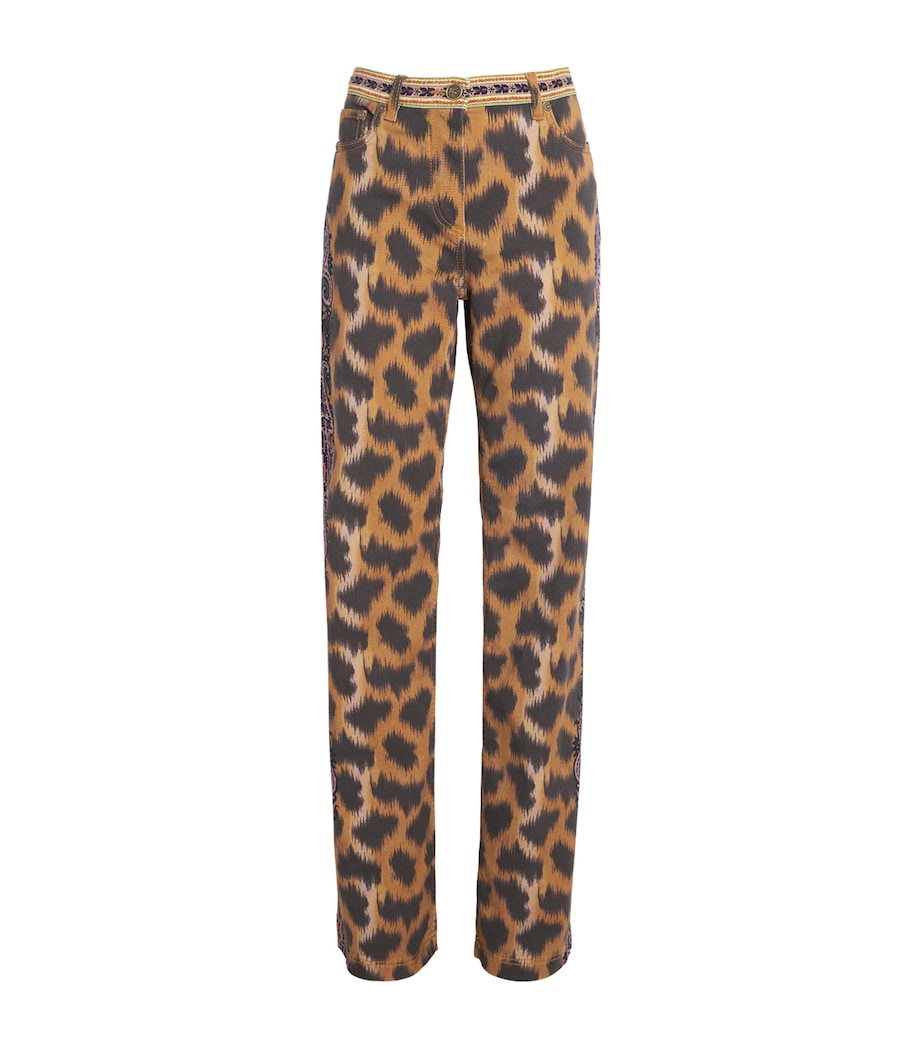 Etro Womens Printed Wide-Leg Jeans Image 1