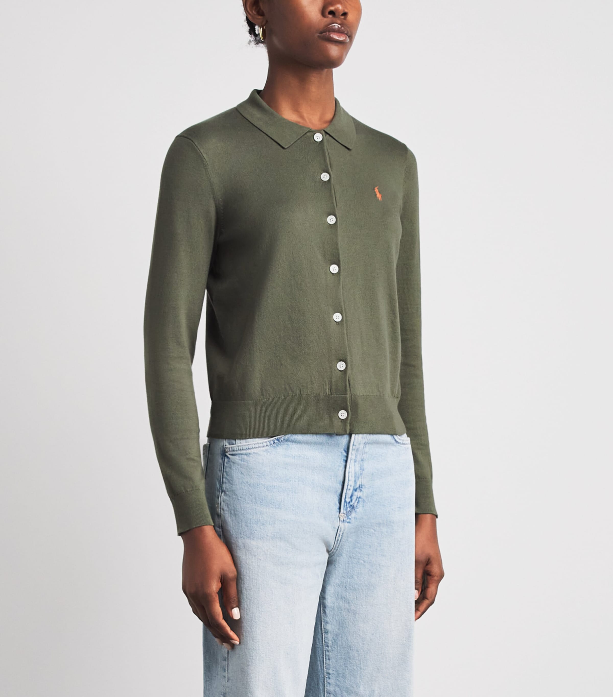 Polo Ralph Lauren Womens Polo Cardigan Dense Olive Image 4