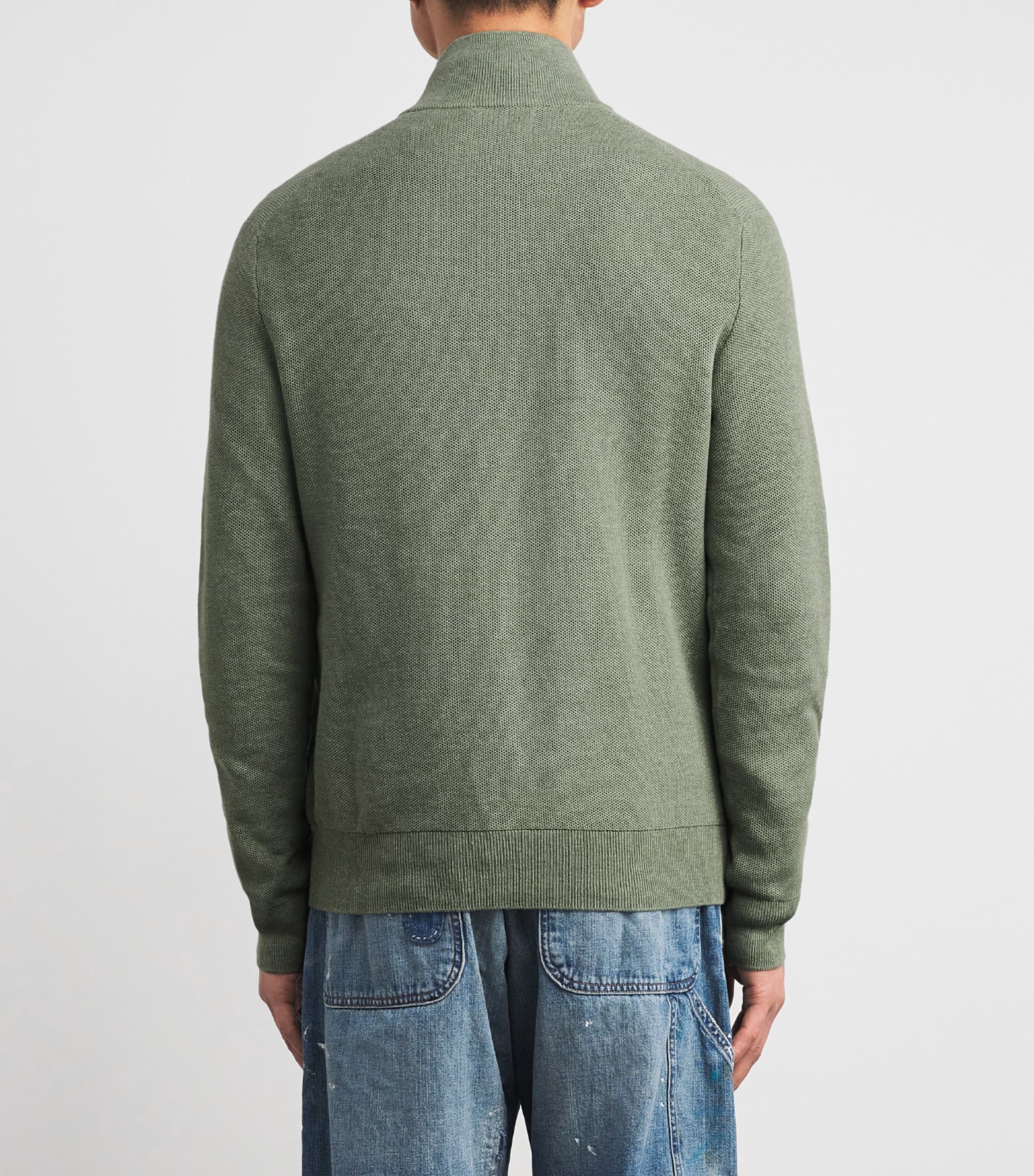 Cotton Quarter-Zip Sweatshirt GREEN HEATHER Image 4