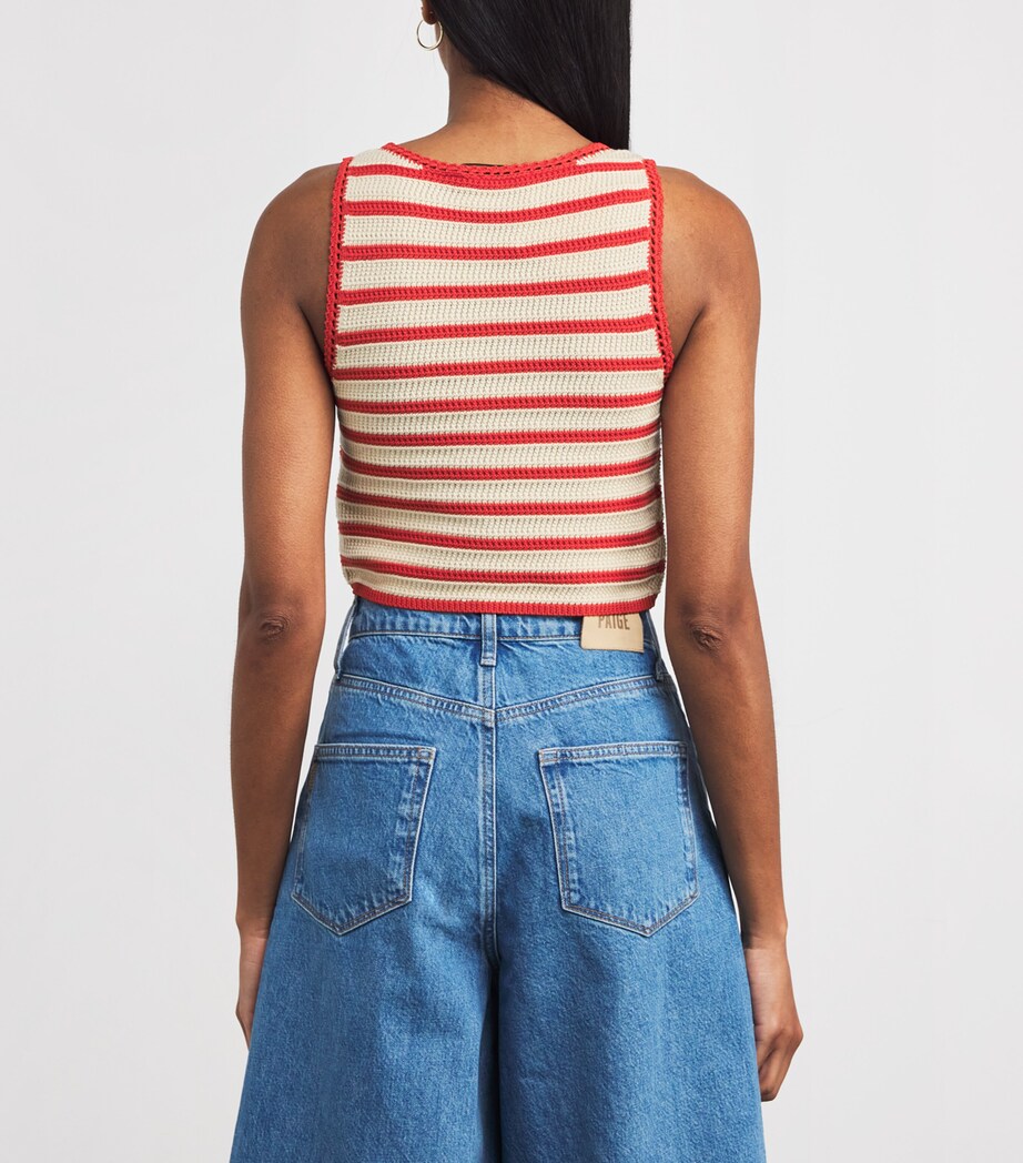 Cotton Crochet Crop Top CORAL Image 4