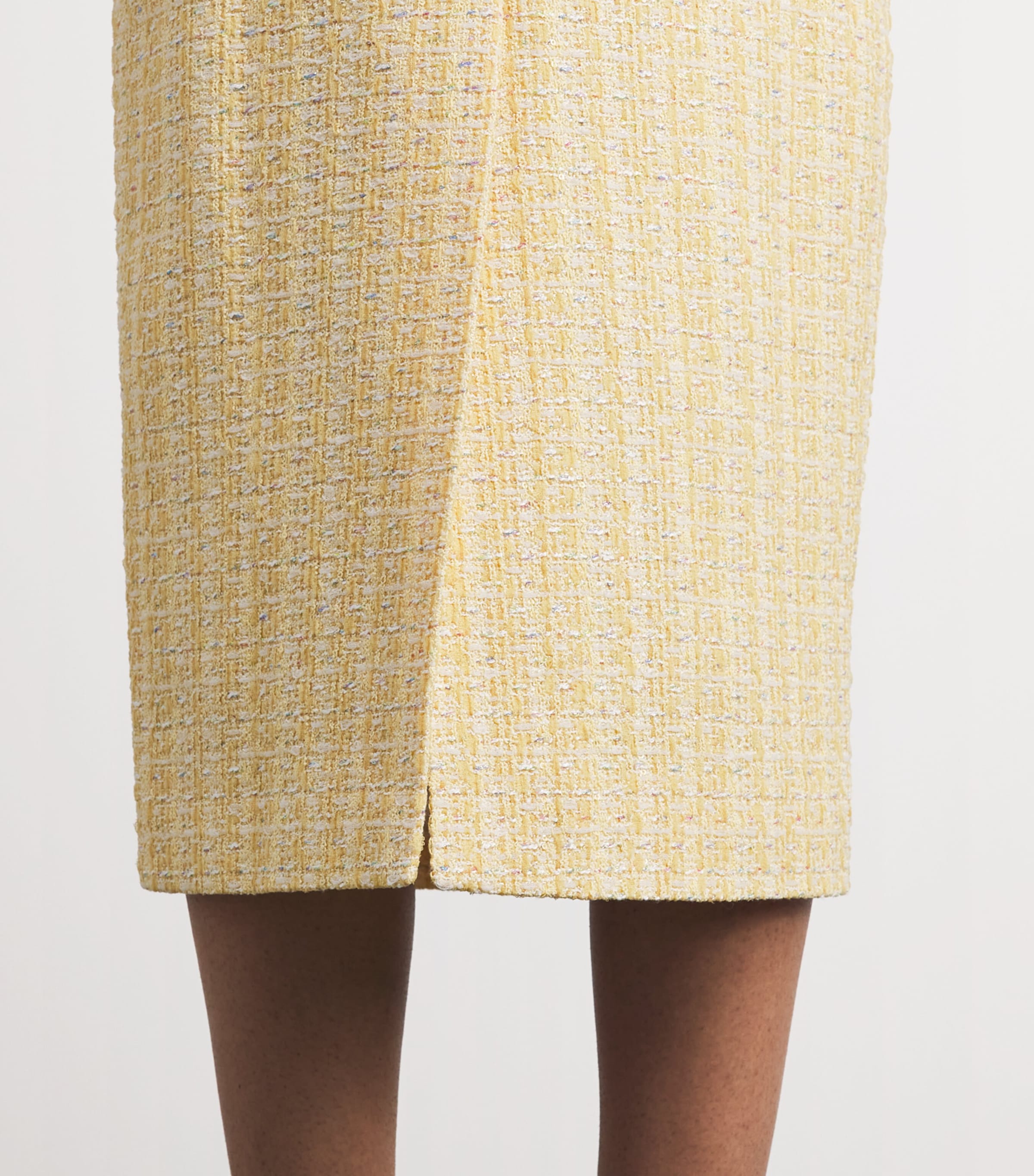 Alessandra Rich Womens Tweed Sequin-Embellished Midi Skirt Yellow Whit Image 3