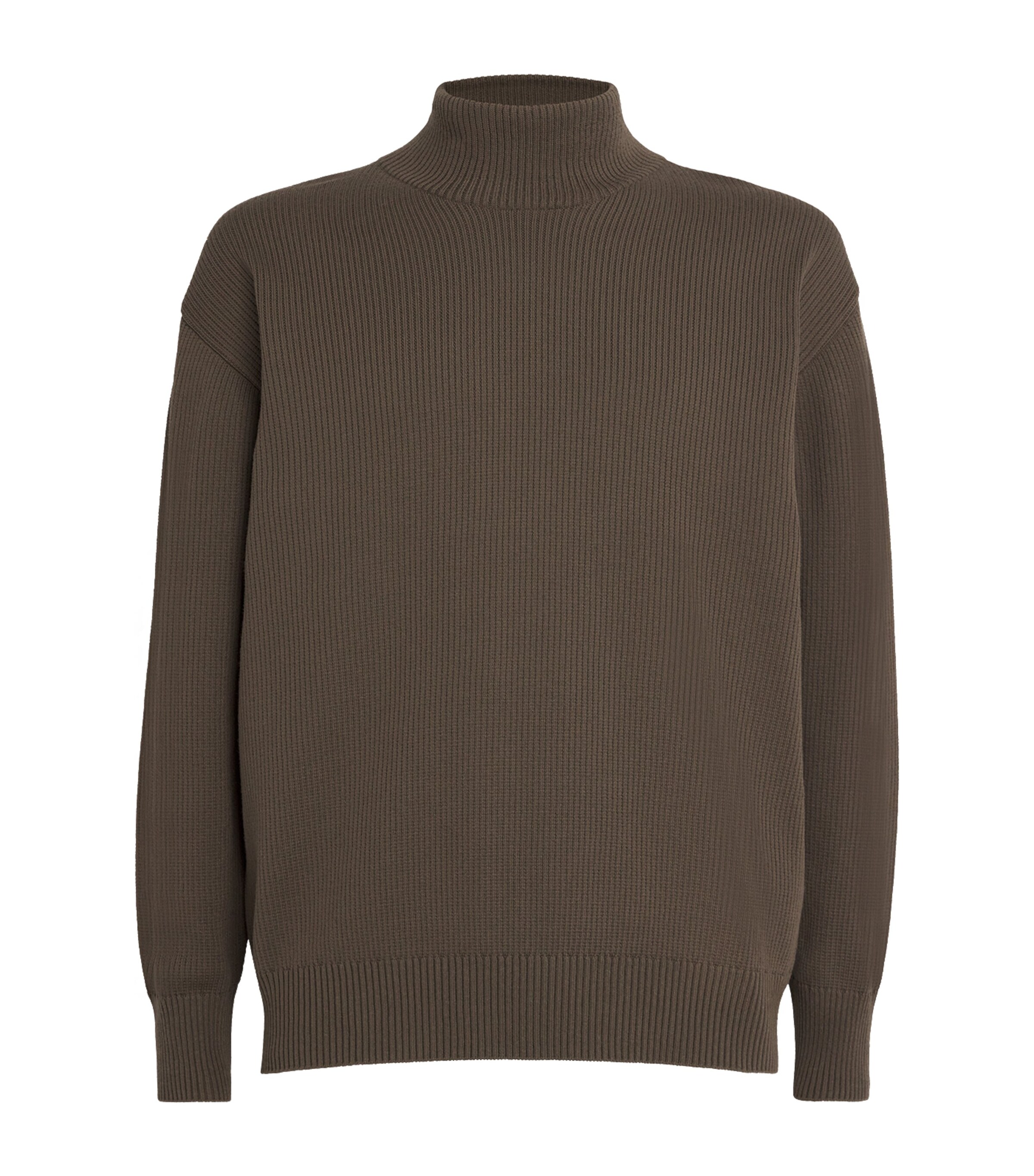Ribbed High Neck Casual Sweater