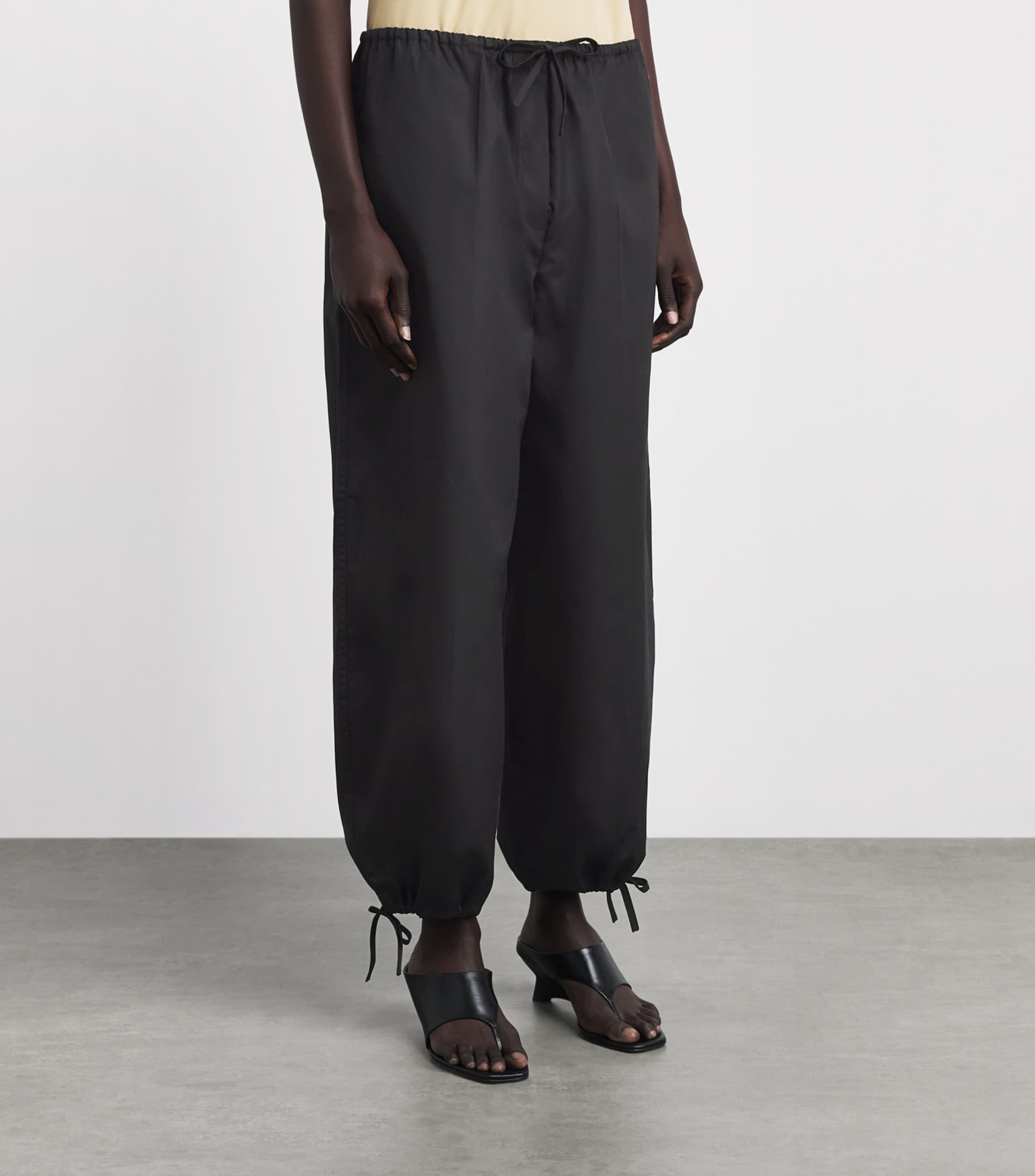 Toteme Womens Cotton Drawstring Trousers Black Image 4