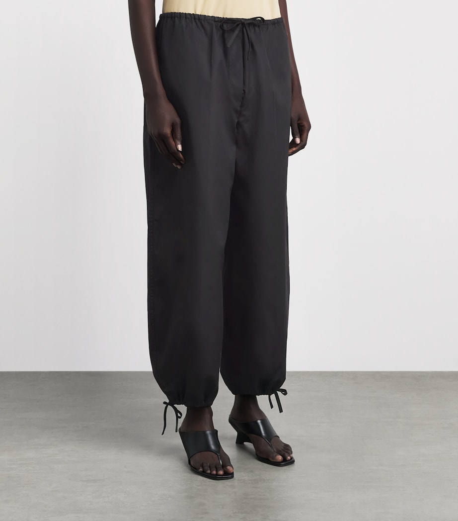 Toteme Womens Cotton Drawstring Trousers Black Image 4