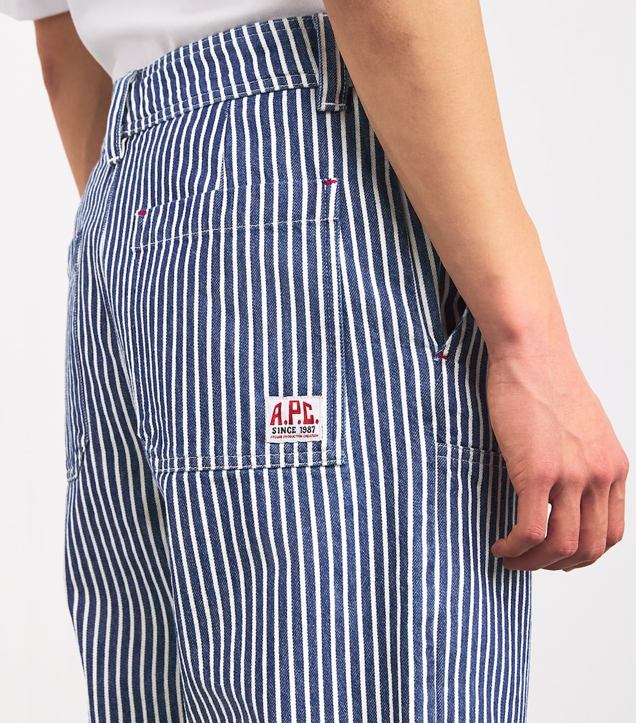 A.P.C. Mens Cotton Stripe Carpenter Jeans Tic Blue/white Image 6