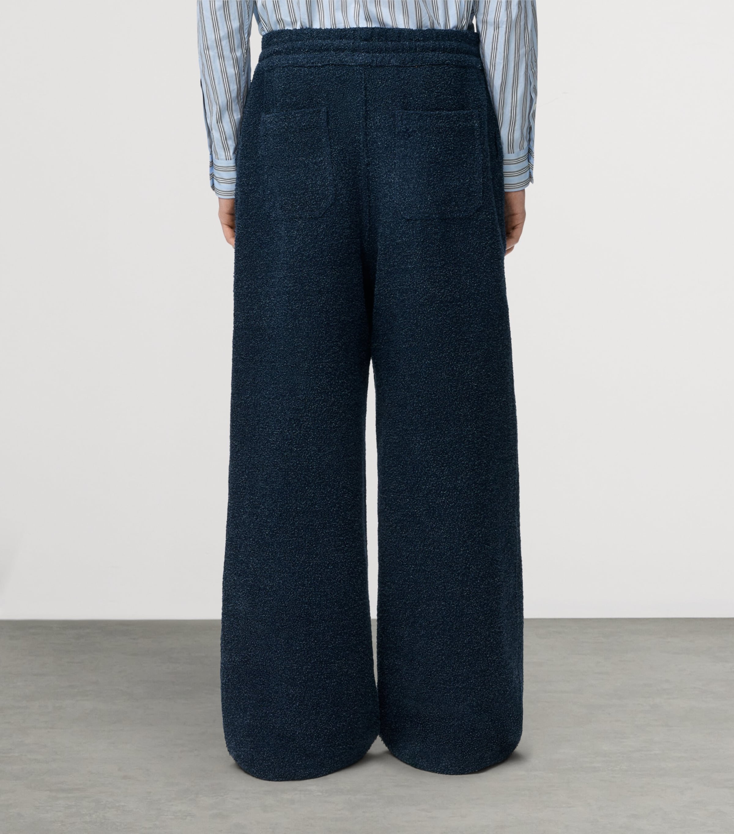 LOEWE Mens Textured Drawstring Trousers Dark Denim Blue Image 4