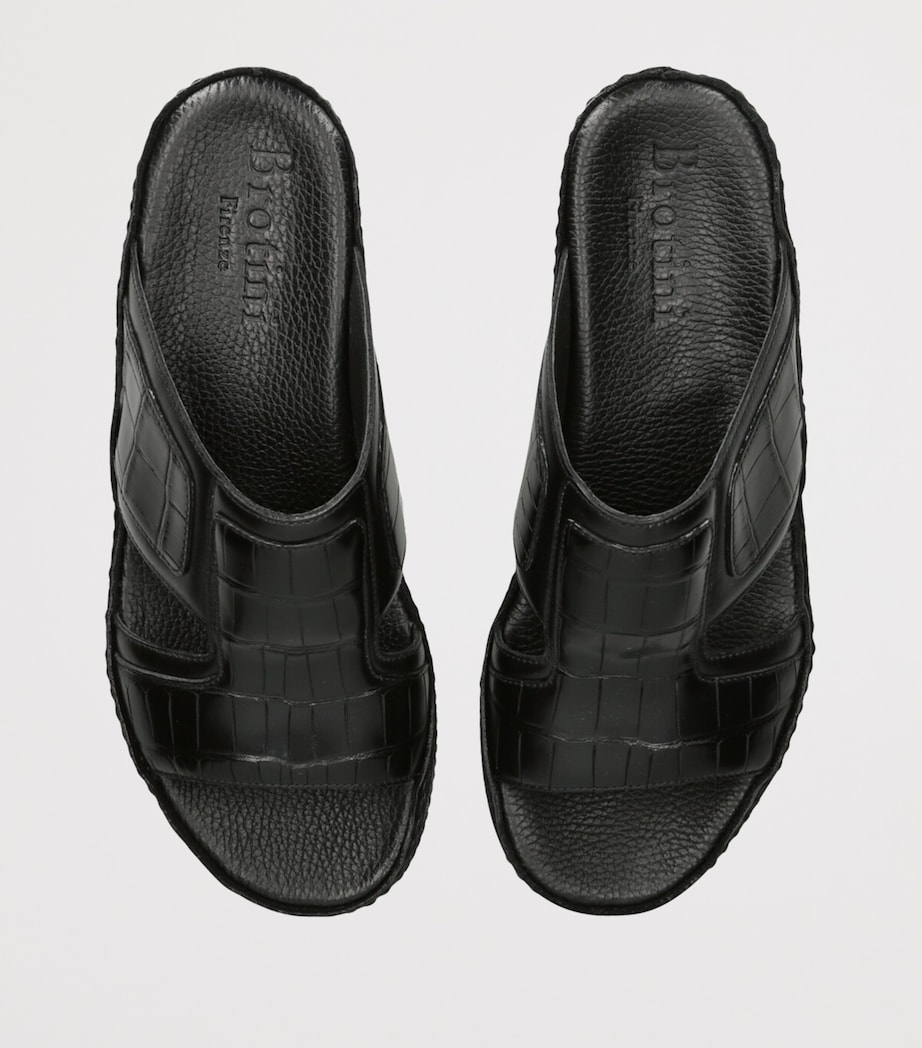 Brotini Alligator Leather Anticato Sandals Black Image 4