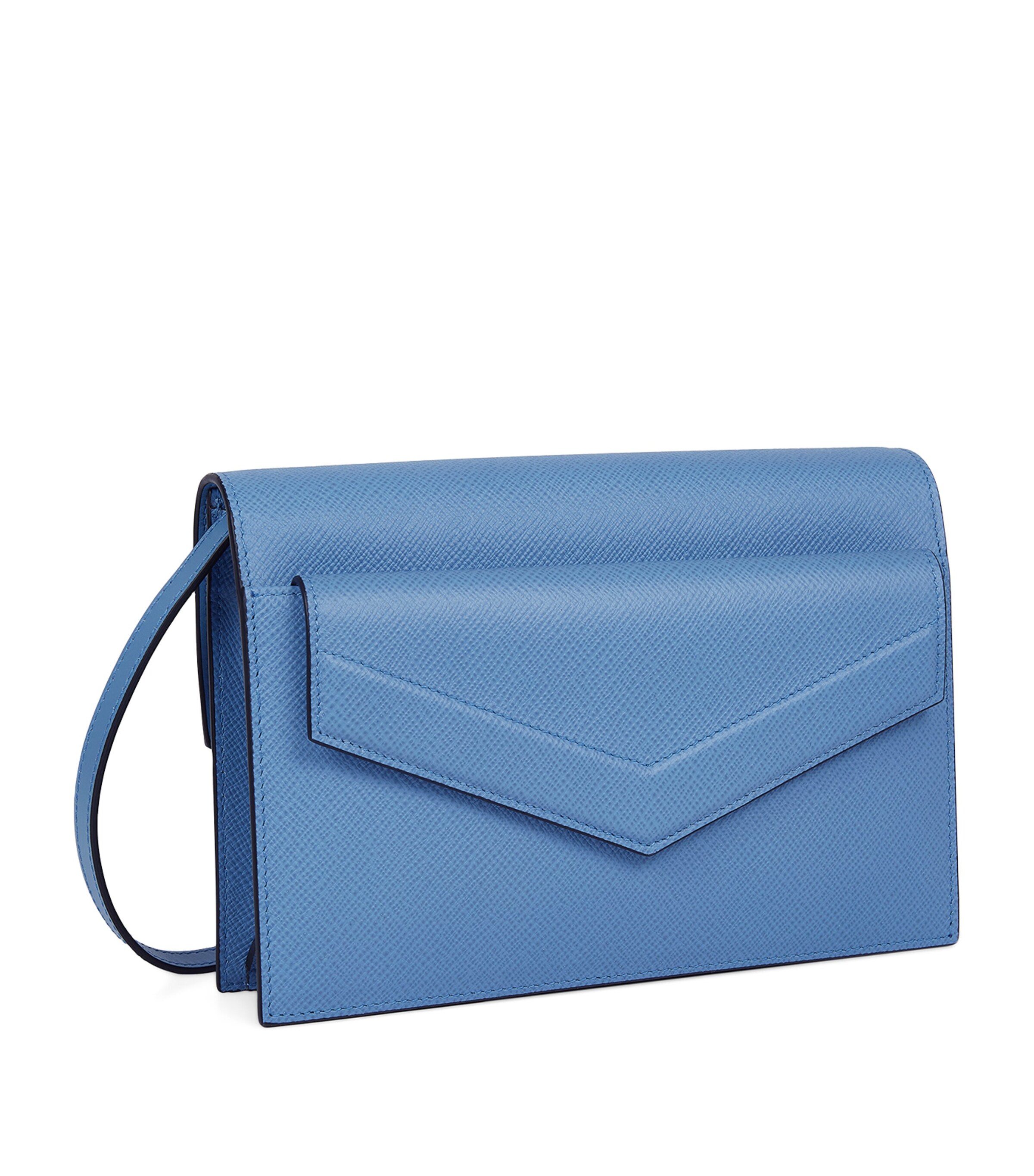 Smythson Panama Leather Envelope Cross-Body Bag Nile Blue Image 2