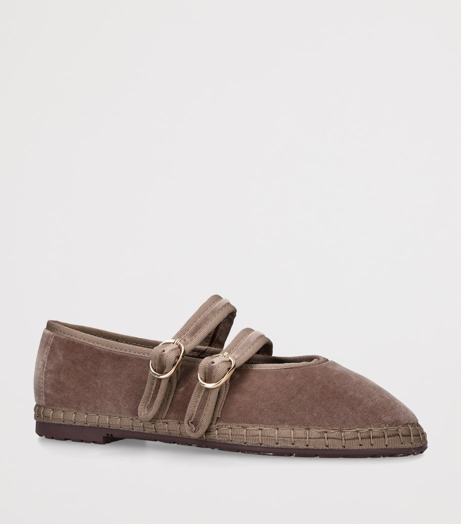 Flabelus Velvet Claire Mary Jane Flats Taupe Image 2