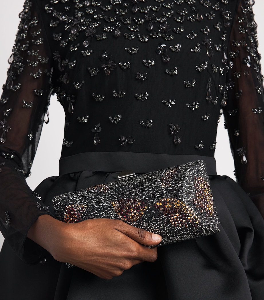 Rodo Suede-Effect Embellished Clutch Bag Black Image 2