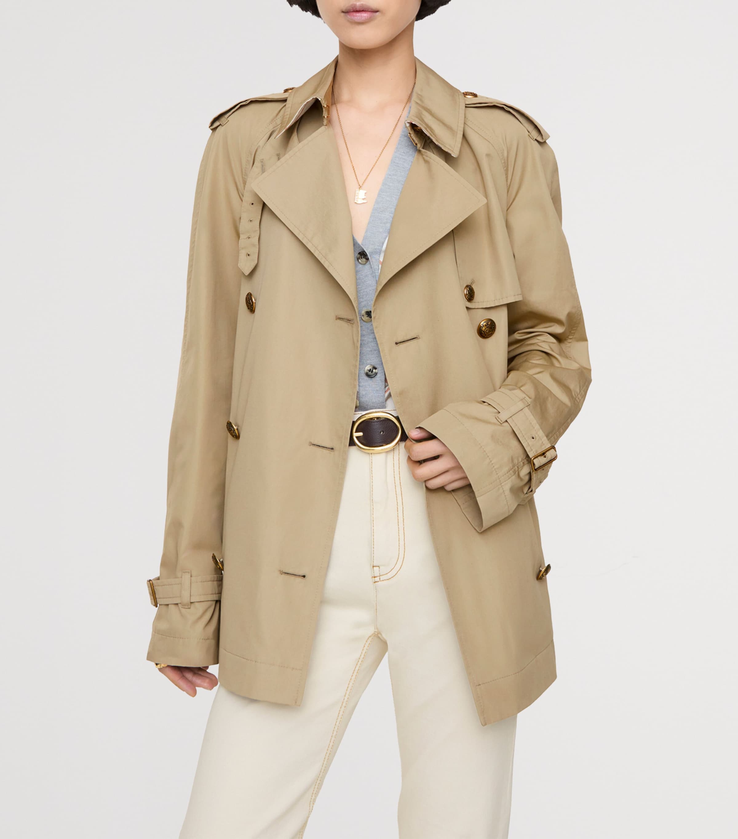 Burberry Womens Short Belgravia Trench Coat Sparrow Beige Image 3