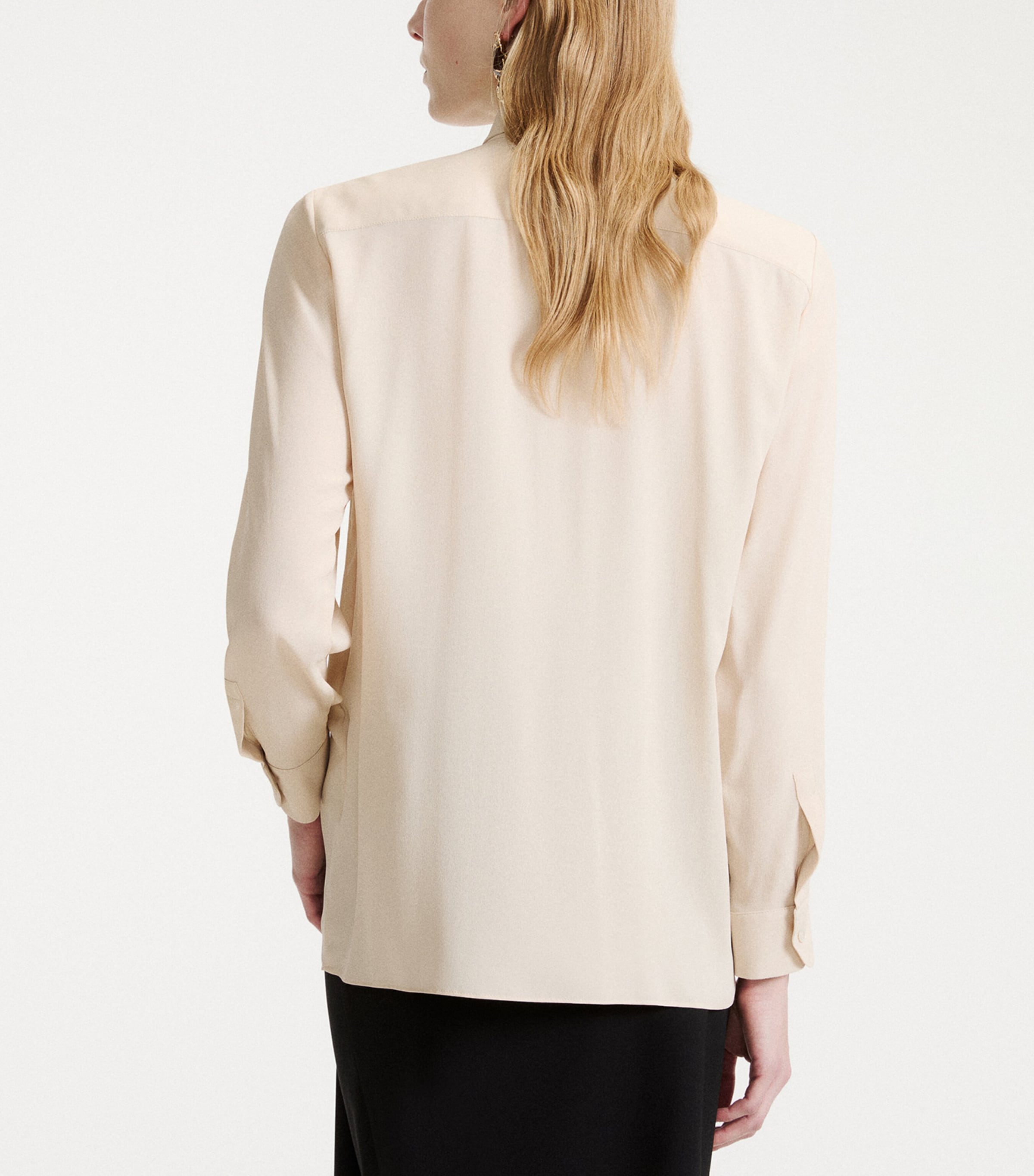 Marella Womens Crepe de Chine Flower-Detail Shirt Sand Image 3