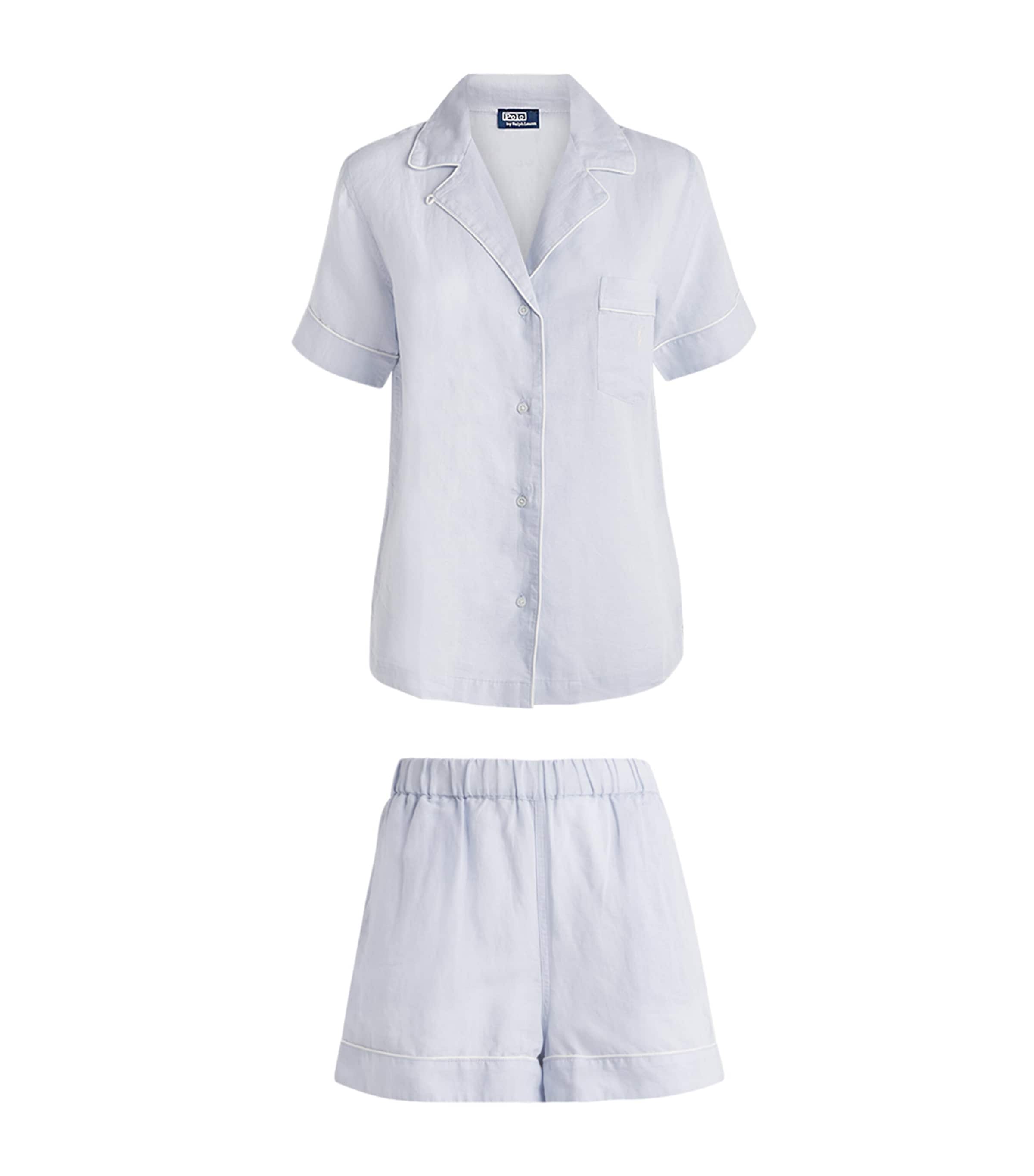 Polo Ralph Lauren Womens Linen-Cotton Short Pyjama Set Xenon Blue Image 1