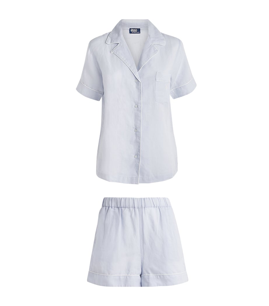 Polo Ralph Lauren Womens Linen-Cotton Short Pyjama Set Xenon Blue Image 1
