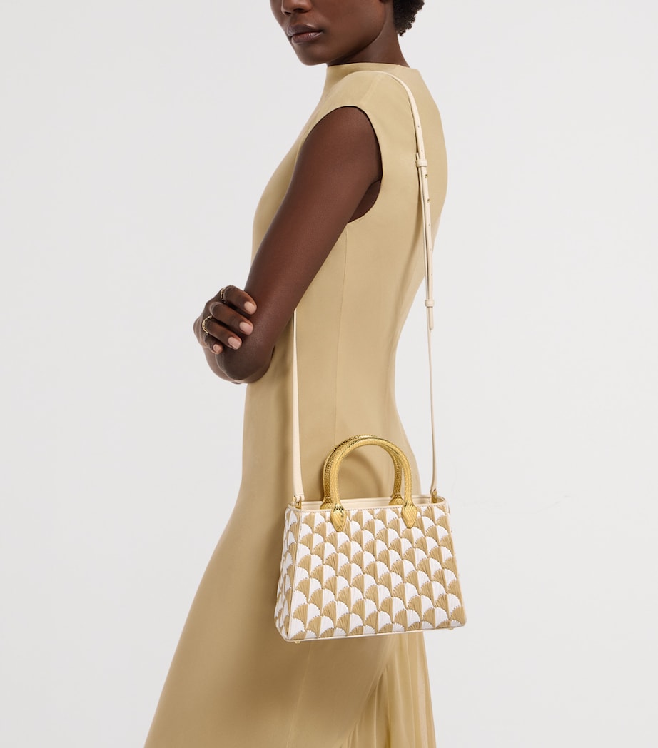 Bvlgari Raffia Serpentine Duo Top-Handle Bag Beige Medium Image 3