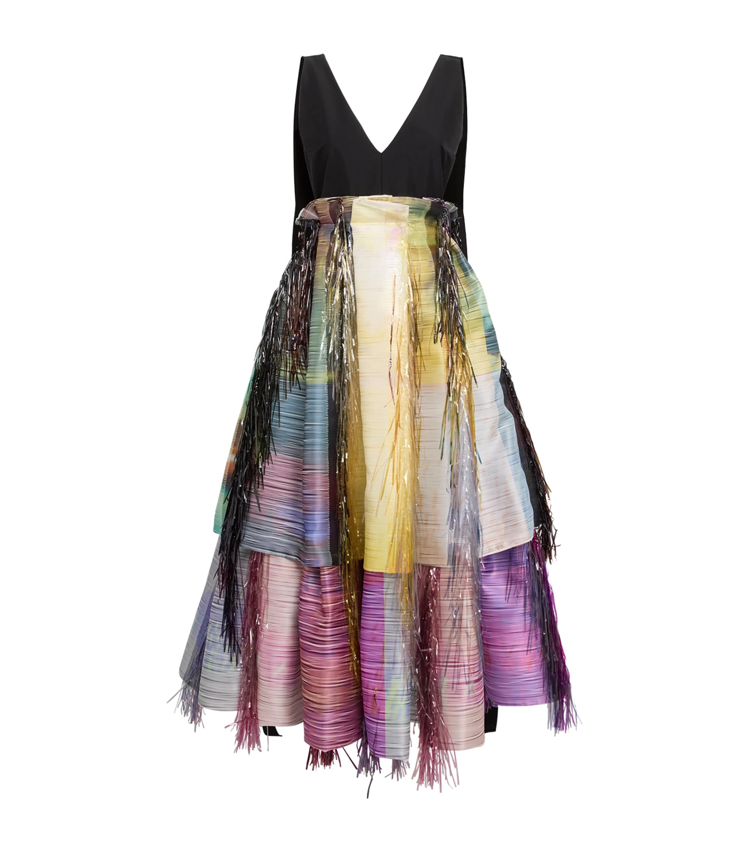 Roksanda Womens Hanae Striped Satin Maxi Dress Patchwork Sunset