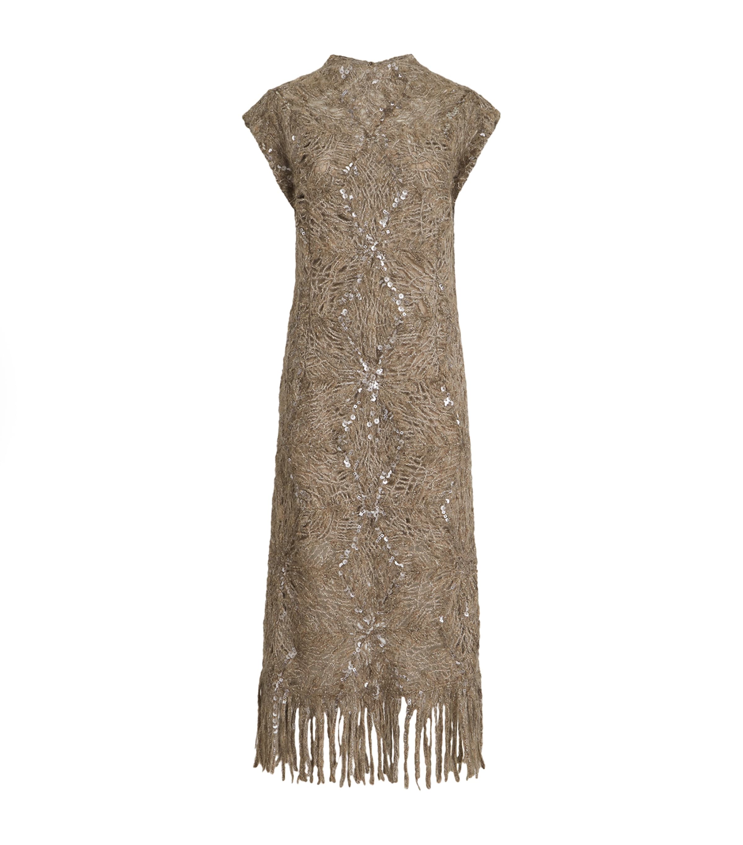 Mohair-Blend Embellished Midi Dress