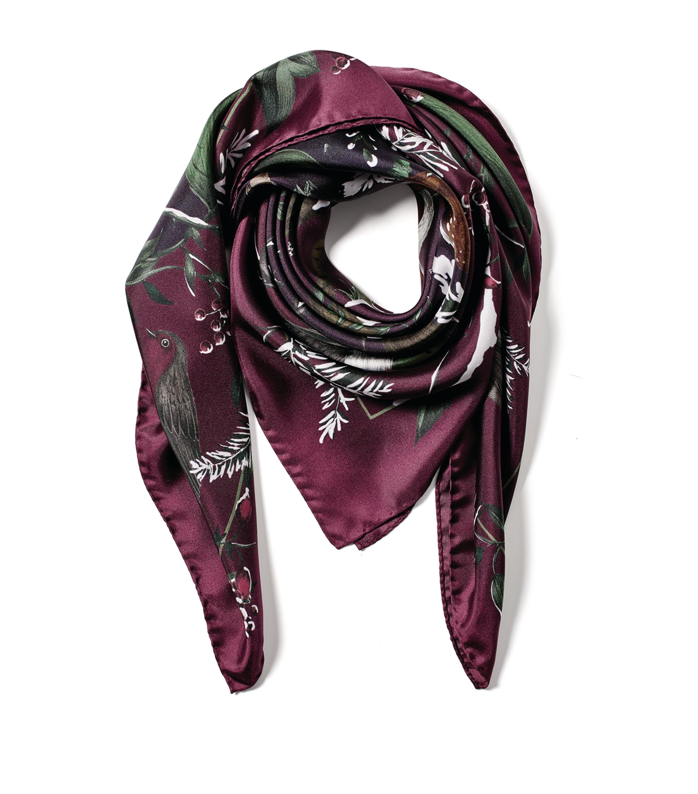 Silk Woodland Scarf BURGUNDY Image 3