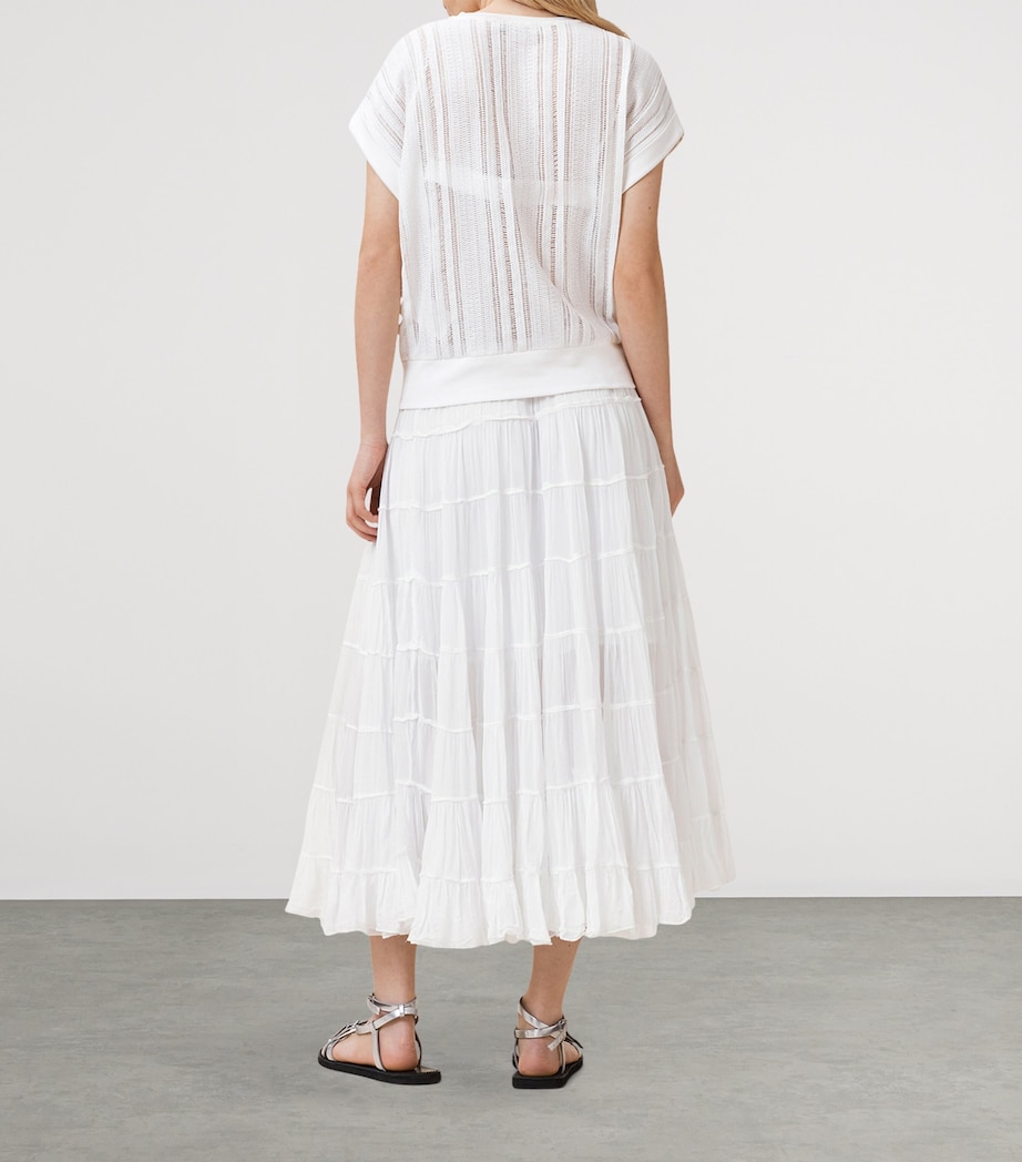 AllSaints Womens Eva Tiered Midi Skirt Chalk White Image 4