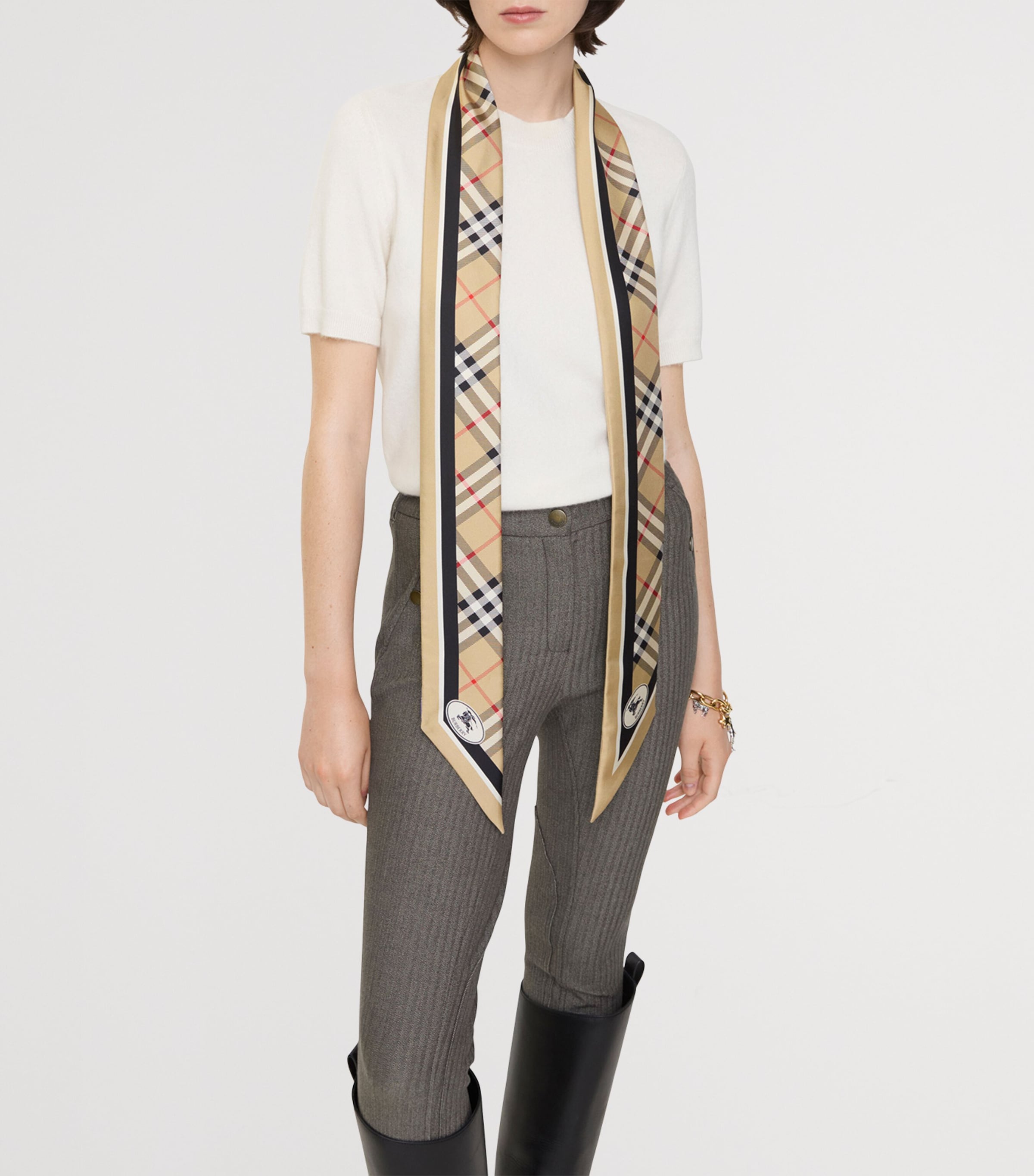 Silk Check Twilly SAND Image 3