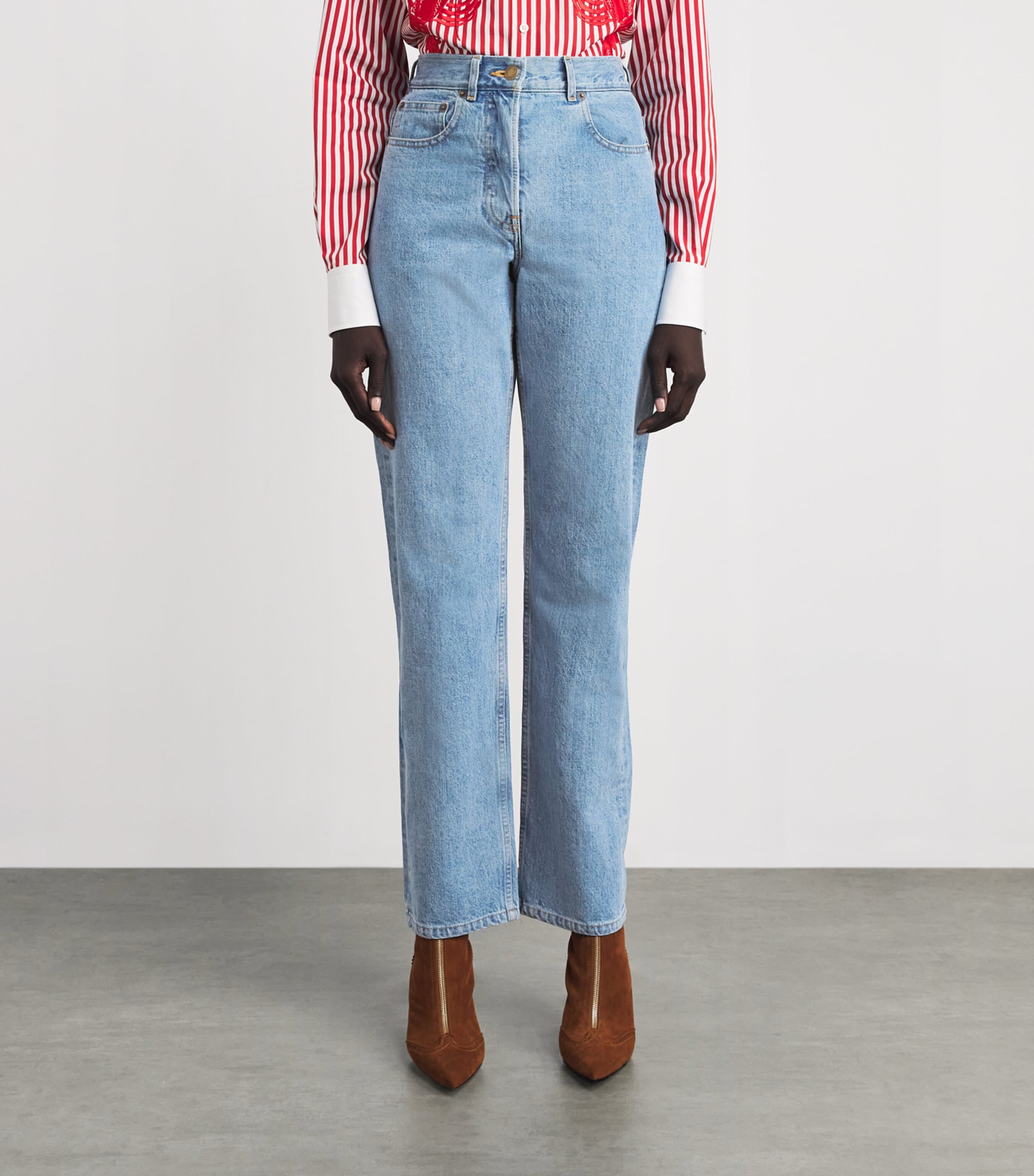 Thom Browne Womens Straight Jeans Light Blue Image 4