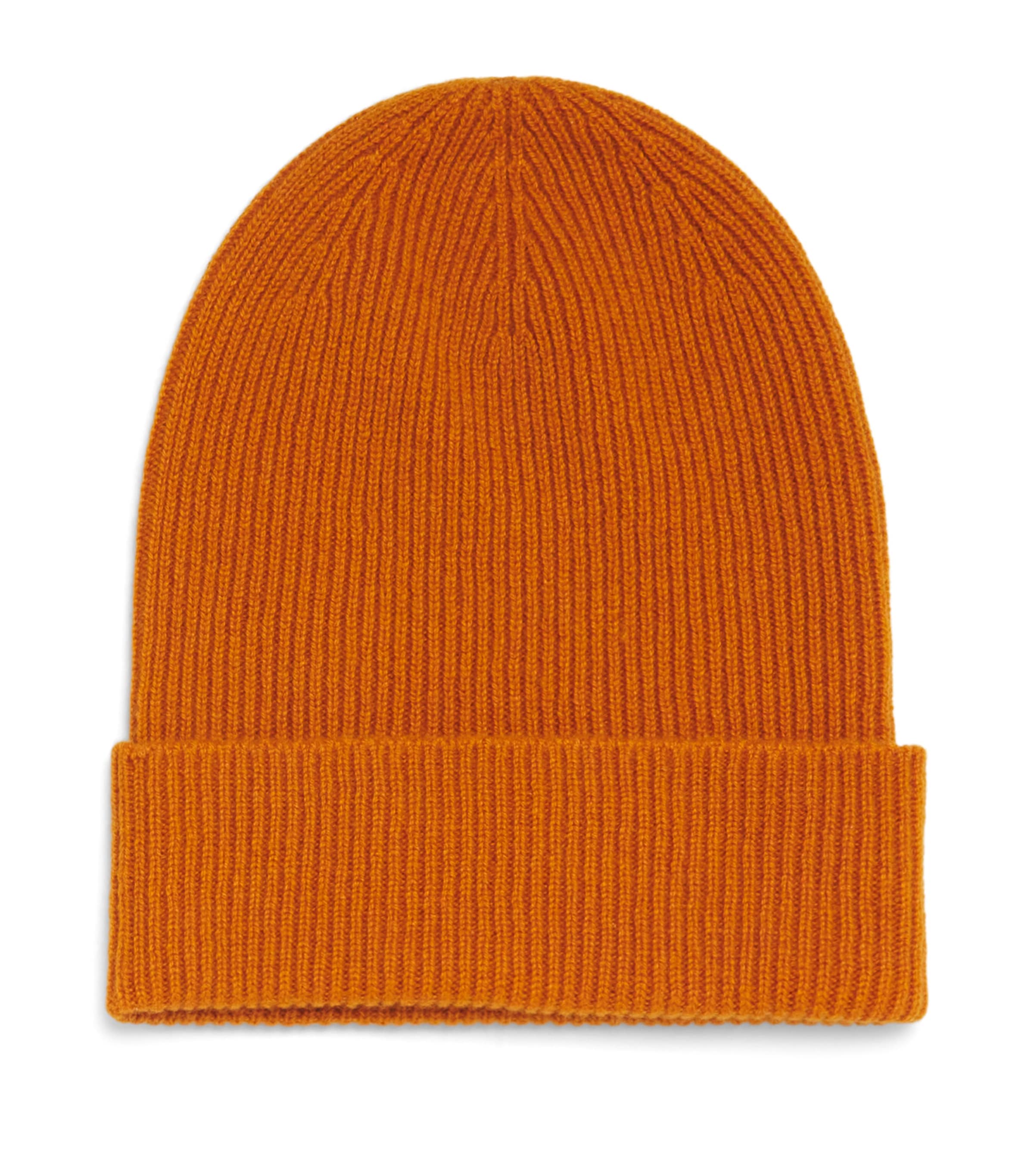 Johnstons Of Elgin Cashmere Ribbed Beanie In Orange