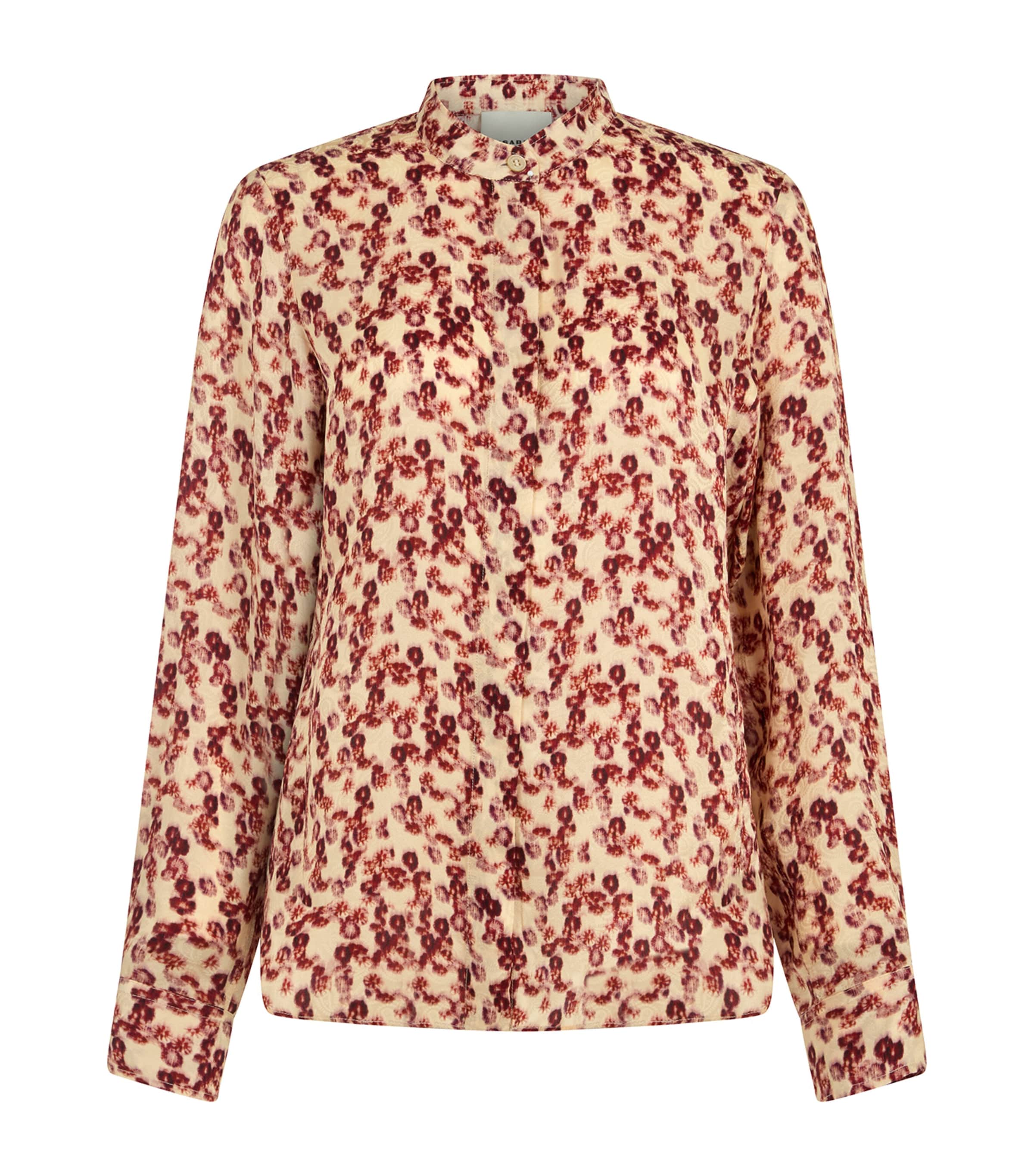 Isabel Marant Floral Collared Lightweight Long Sleeves Top In Red